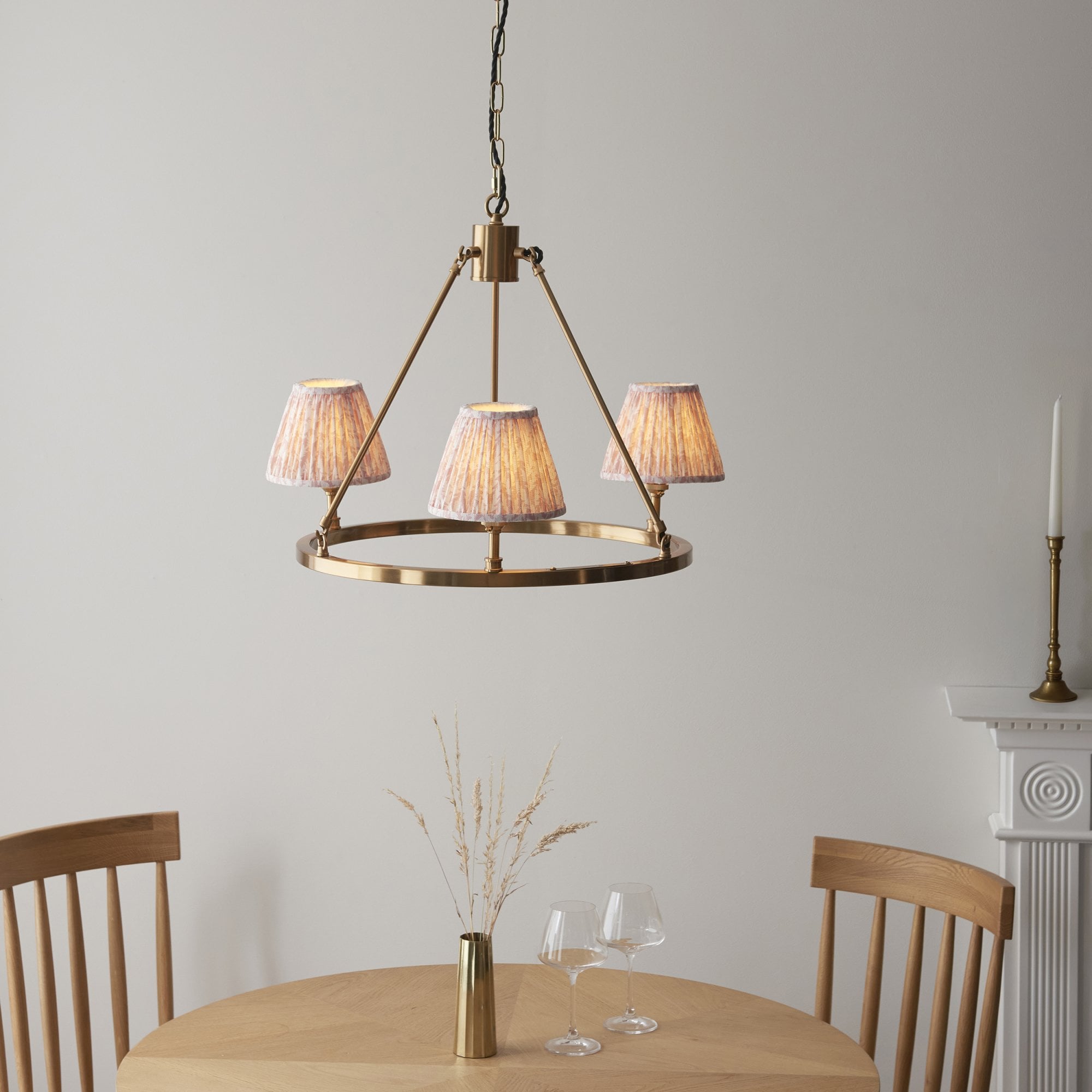 Endon Chester Pendant & Leaf 16cm Peachy Keen Shade