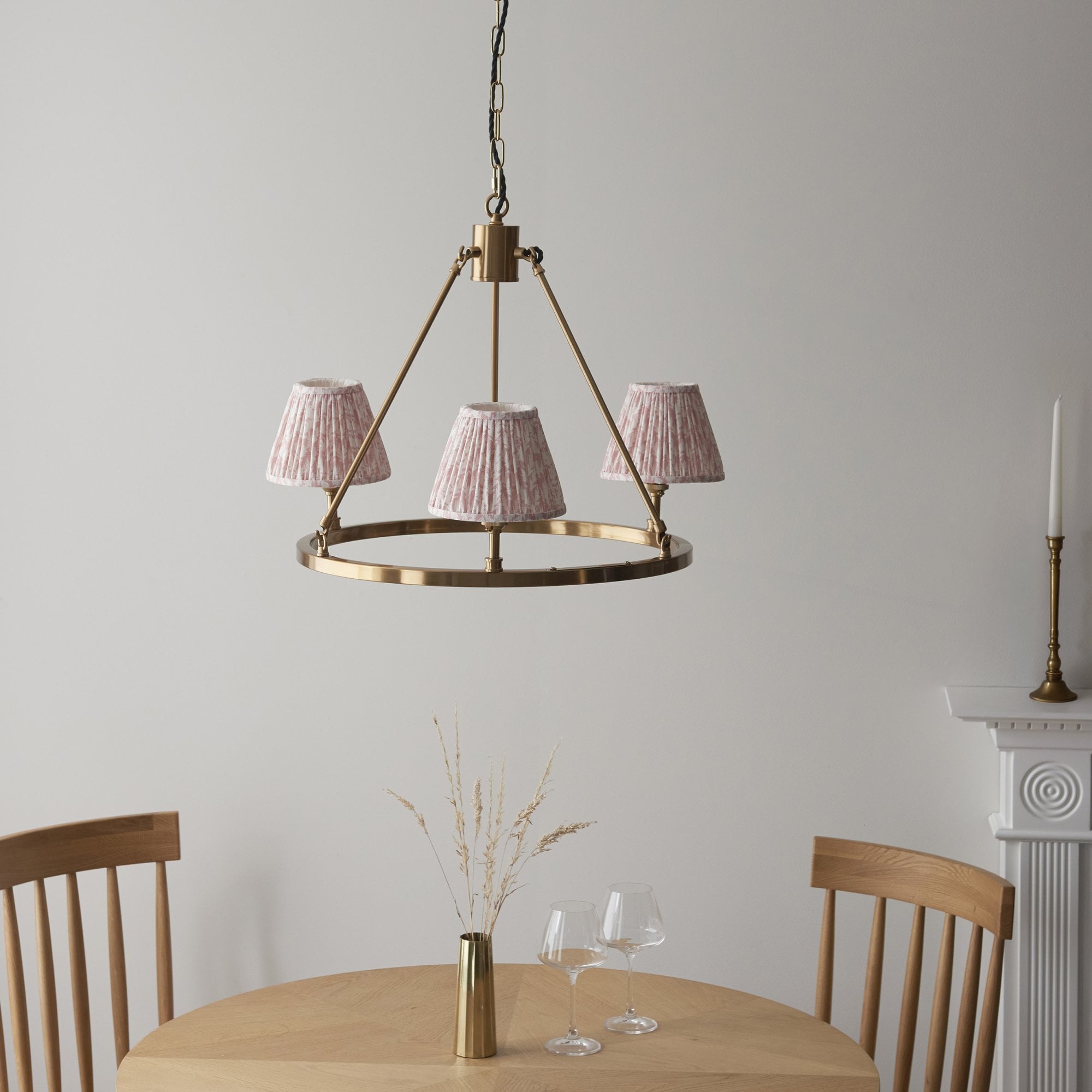 Endon Chester Pendant & Leaf 16cm Peachy Keen Shade