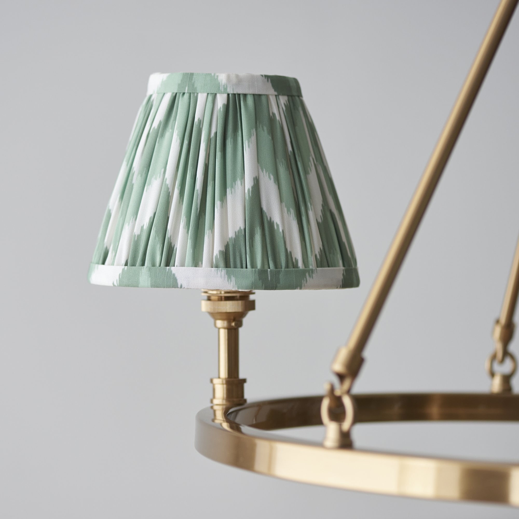 Endon Chester Aged Brass Plate 6 Light Pendant & Zigzag 16cm Cotswold Green Shade
