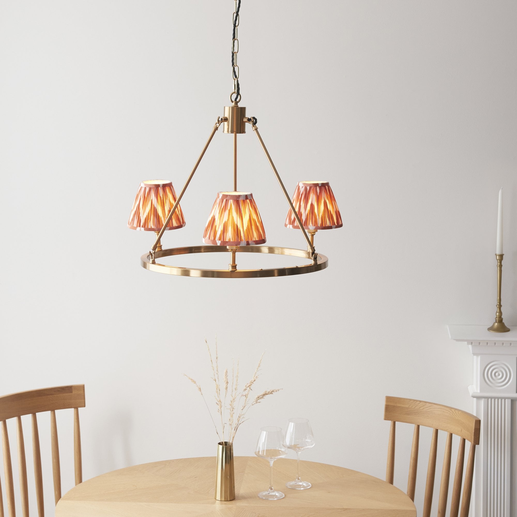 Endon Chester Pendant & Zigzag 16cm Apricot Orange Shade