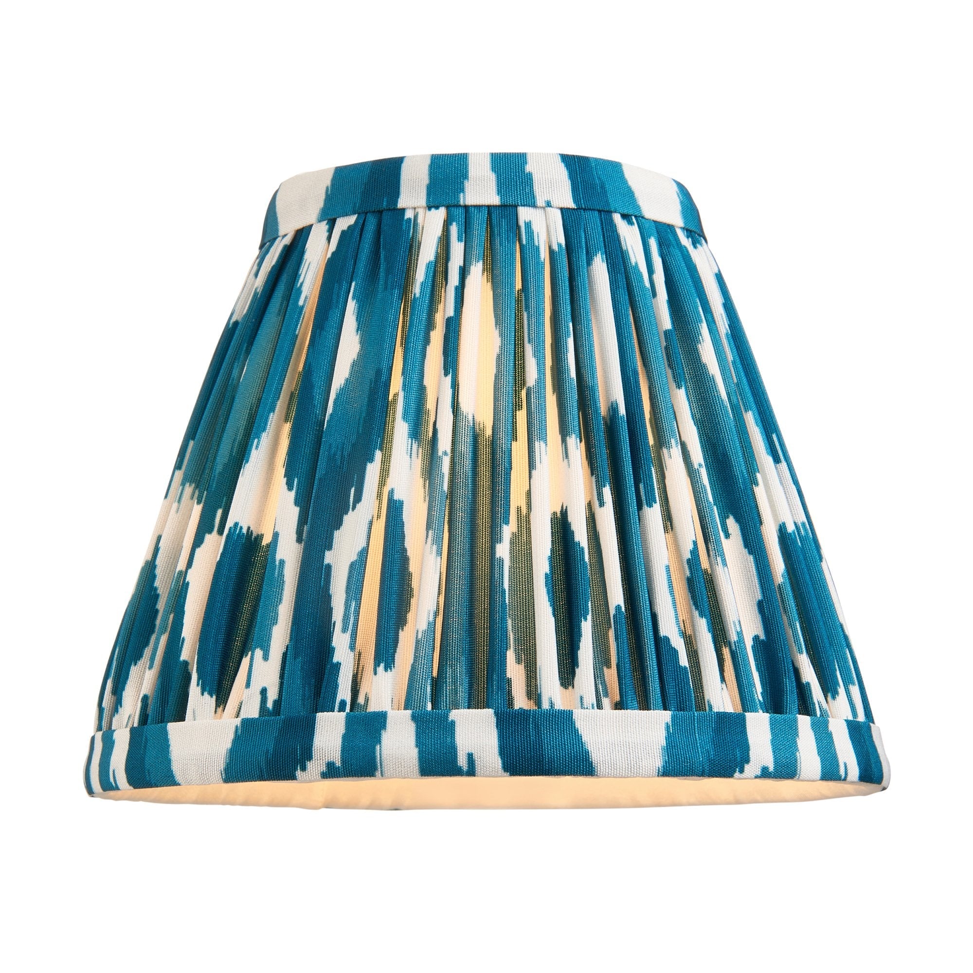 Endon Chester Aged Brass Plate 6 Light Pendant & Ikat 16cm Marlin Blue Shade