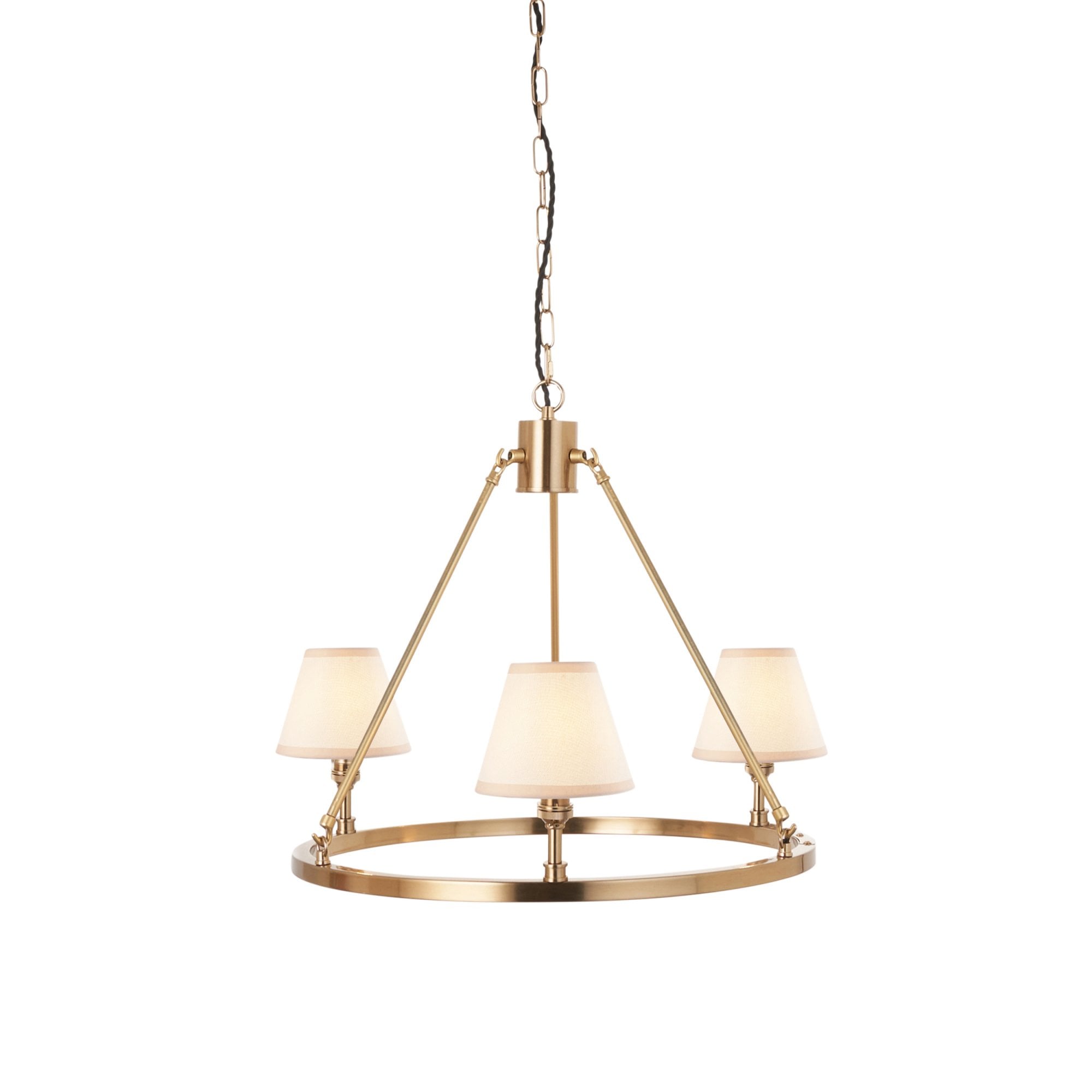 Endon Chester Aged Brass Plate 6 Light Pendant & Ivy 16cm Vintage White Shade