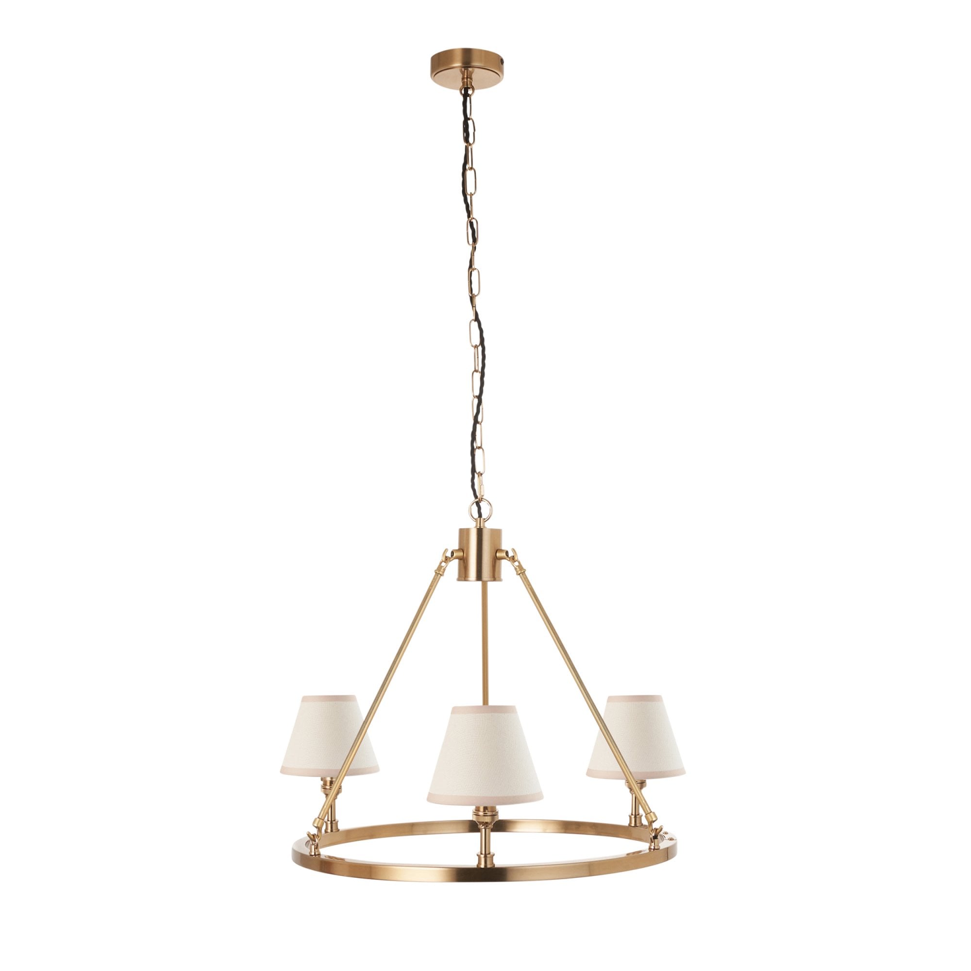 Endon Chester Aged Brass Plate 6 Light Pendant & Ivy 16cm Vintage White Shade