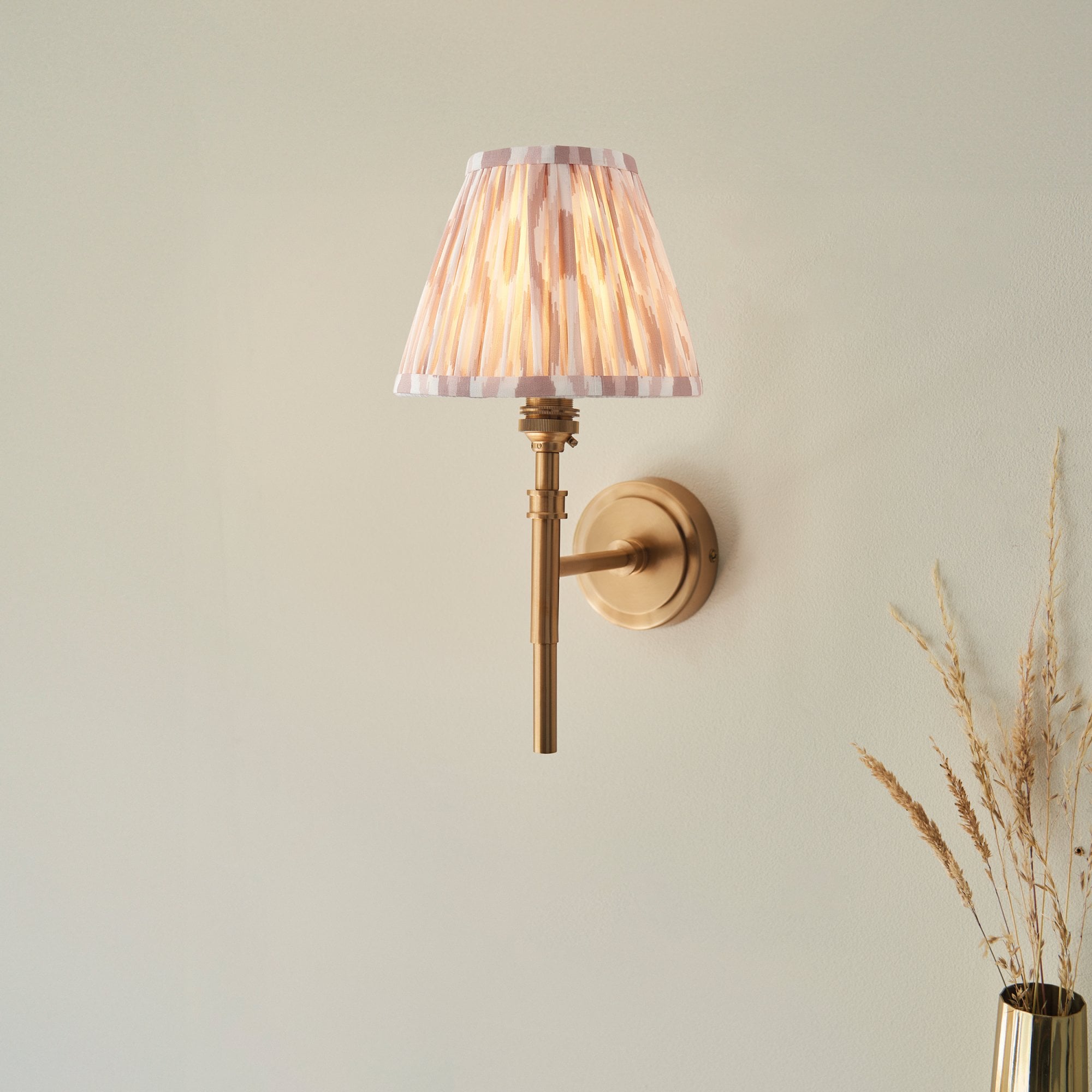 Endon Chester Wall Light & Ikat 16cm Neutral Shade