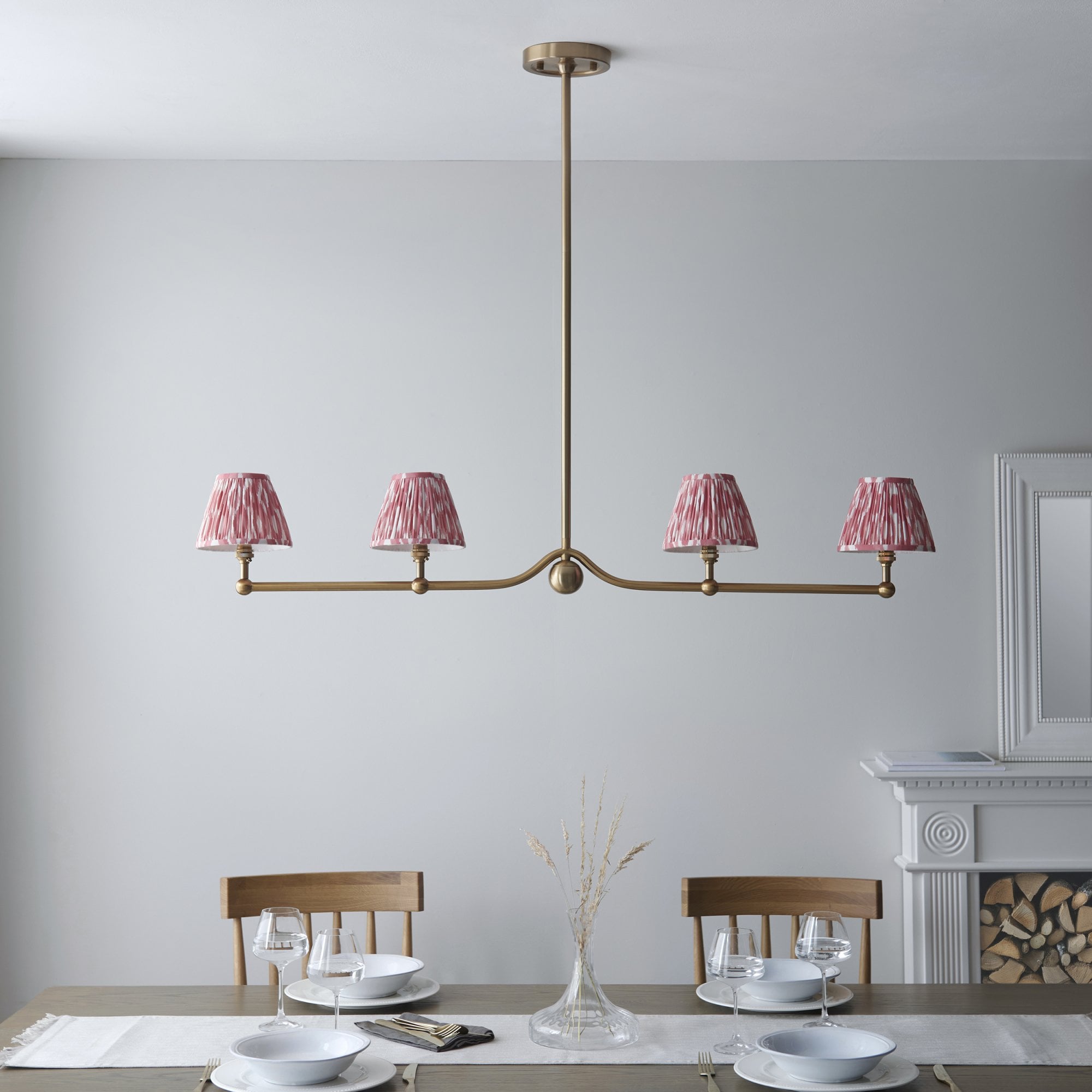 Endon Santiago Pendant & Ikat 16cm Coral Pink Shade