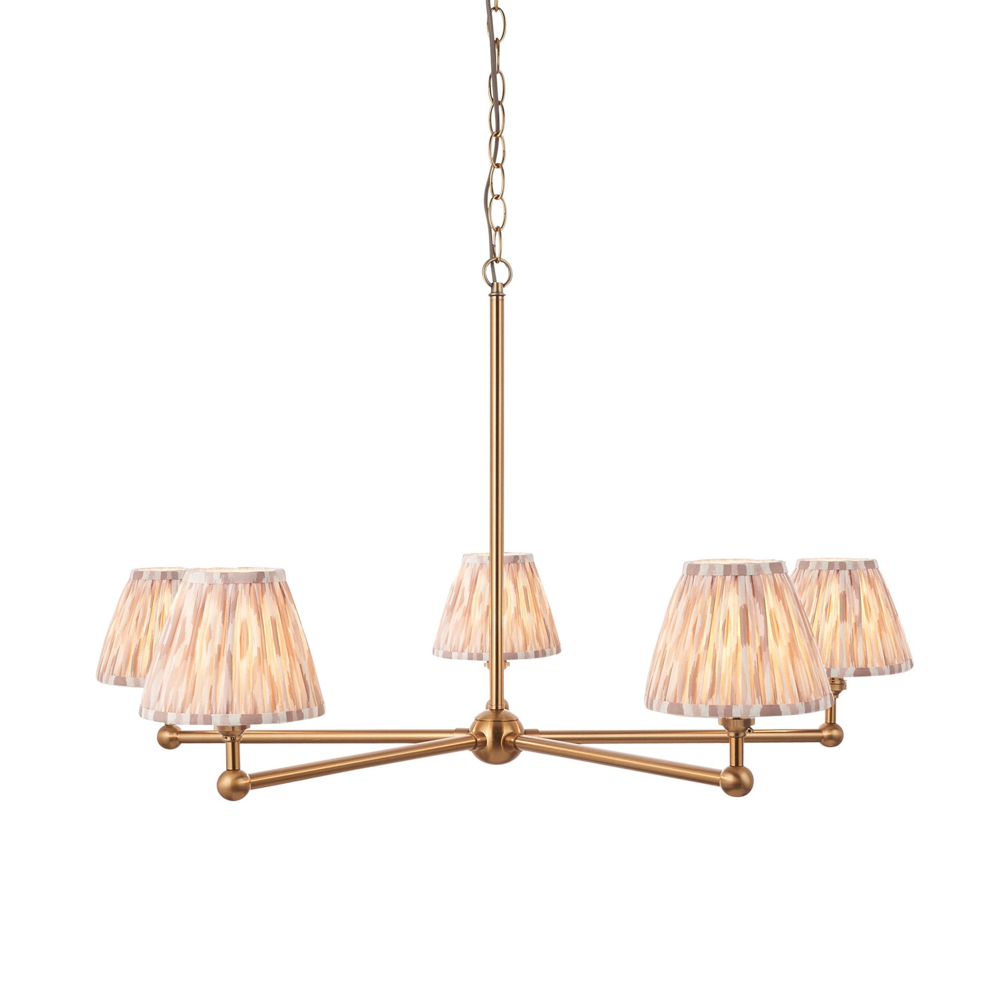 Endon Santiago Brushed Aged Brass 5 Light Pendant & Ikat 16cm Neutral Shade