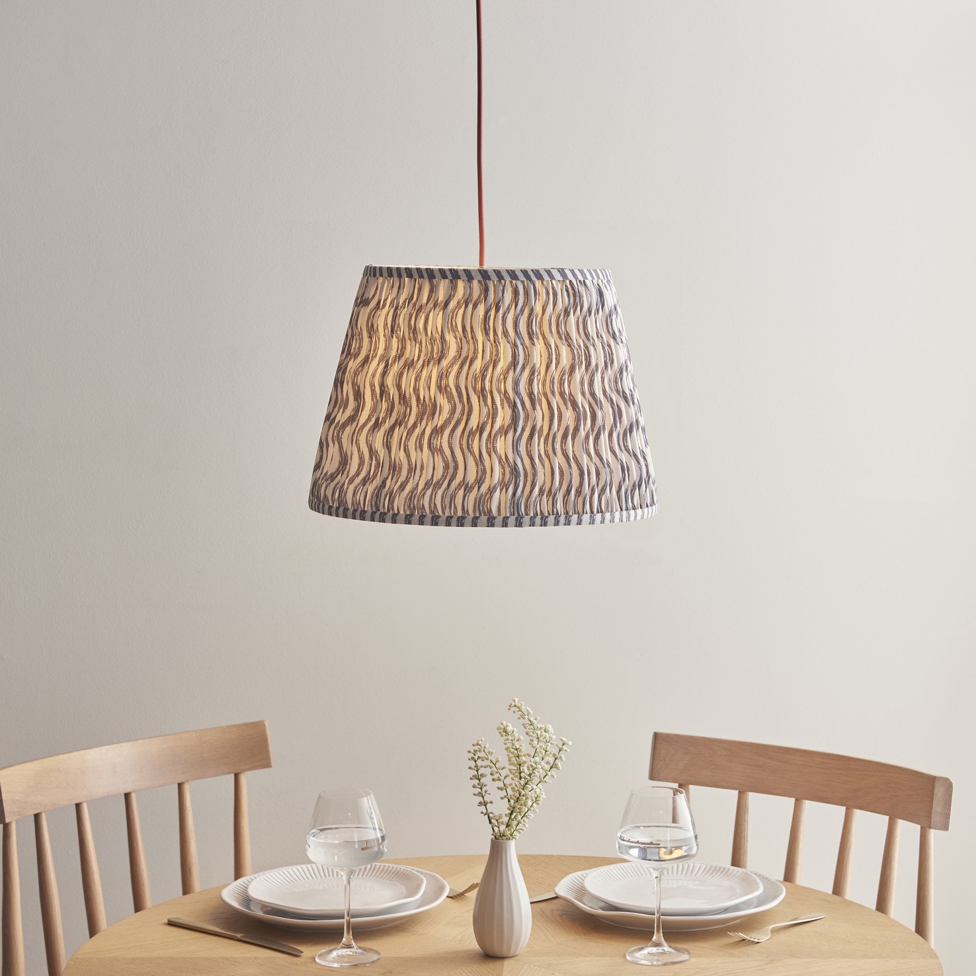 Endon Eltham Pendant & Ripple 40cm Pearl Grey Shade