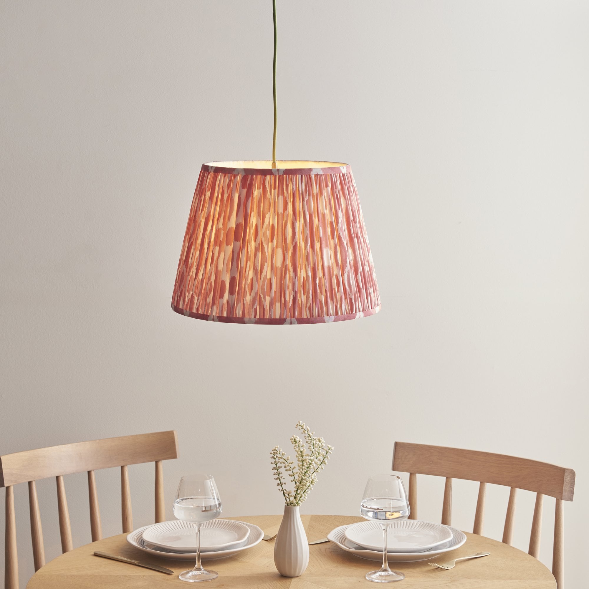 Endon Eltham Pendant & Ikat 40cm Coral Pink Shade