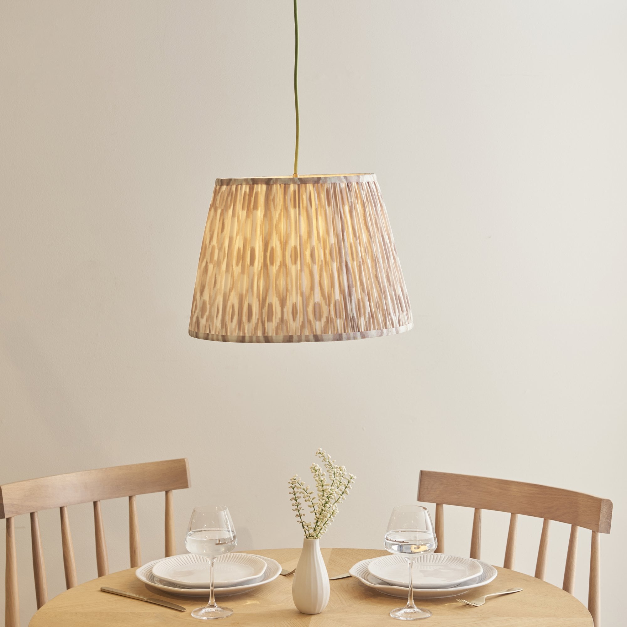 Endon Eltham Muted Green Braided Cable Pendant & Ikat 40cm Neutral Shade