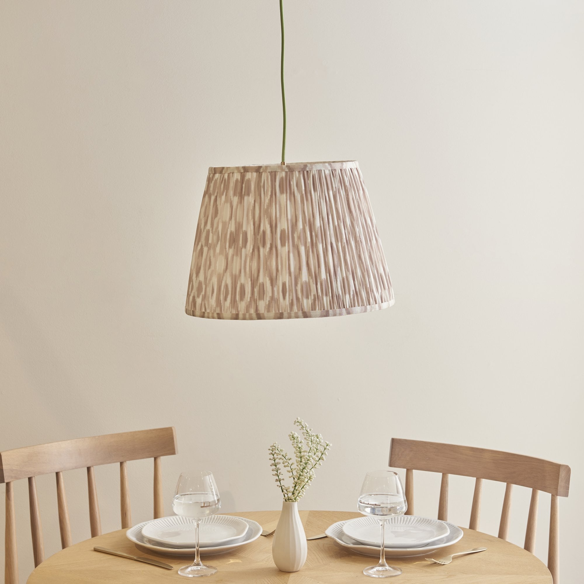 Endon Eltham Muted Green Braided Cable Pendant & Ikat 40cm Neutral Shade