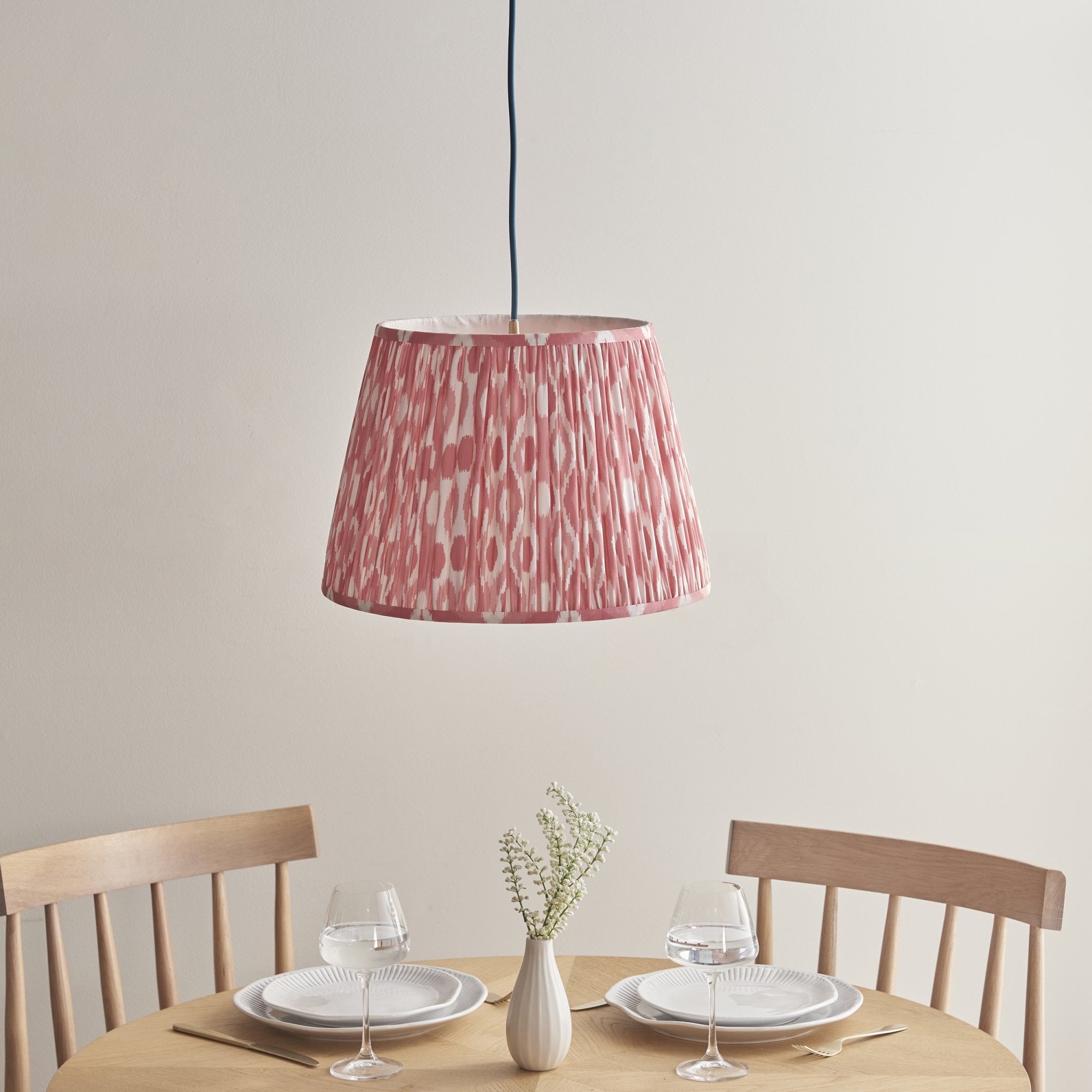Endon Eltham Pendant & Ikat 40cm Coral Pink Shade