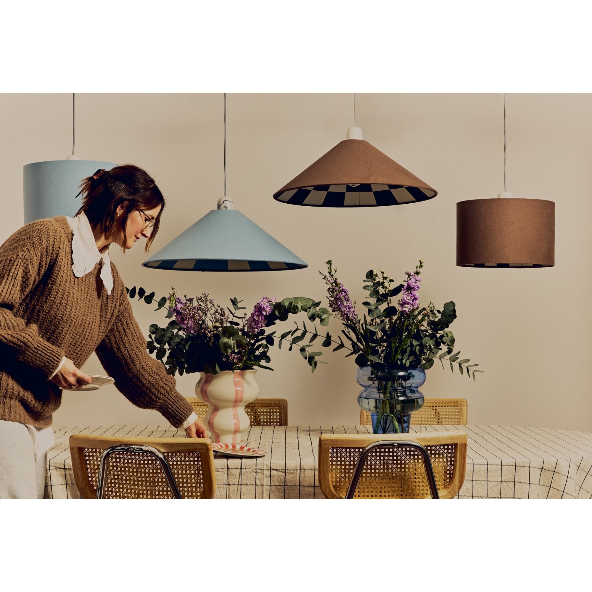 houseof. Checkered Drum Shade  - Bark