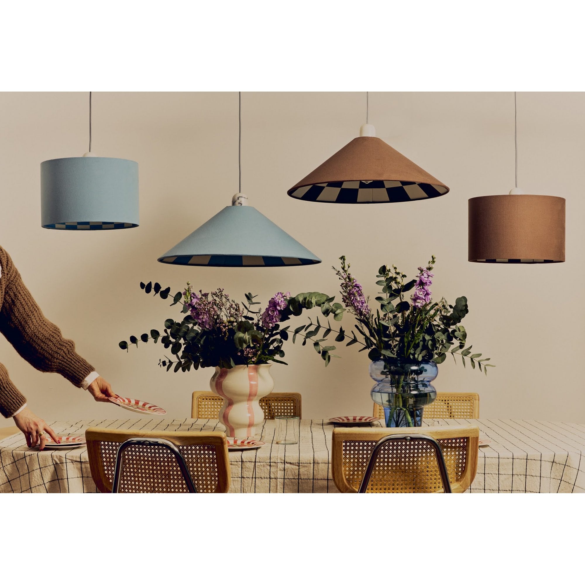 houseof. Checkered Drum Shade  - Damson