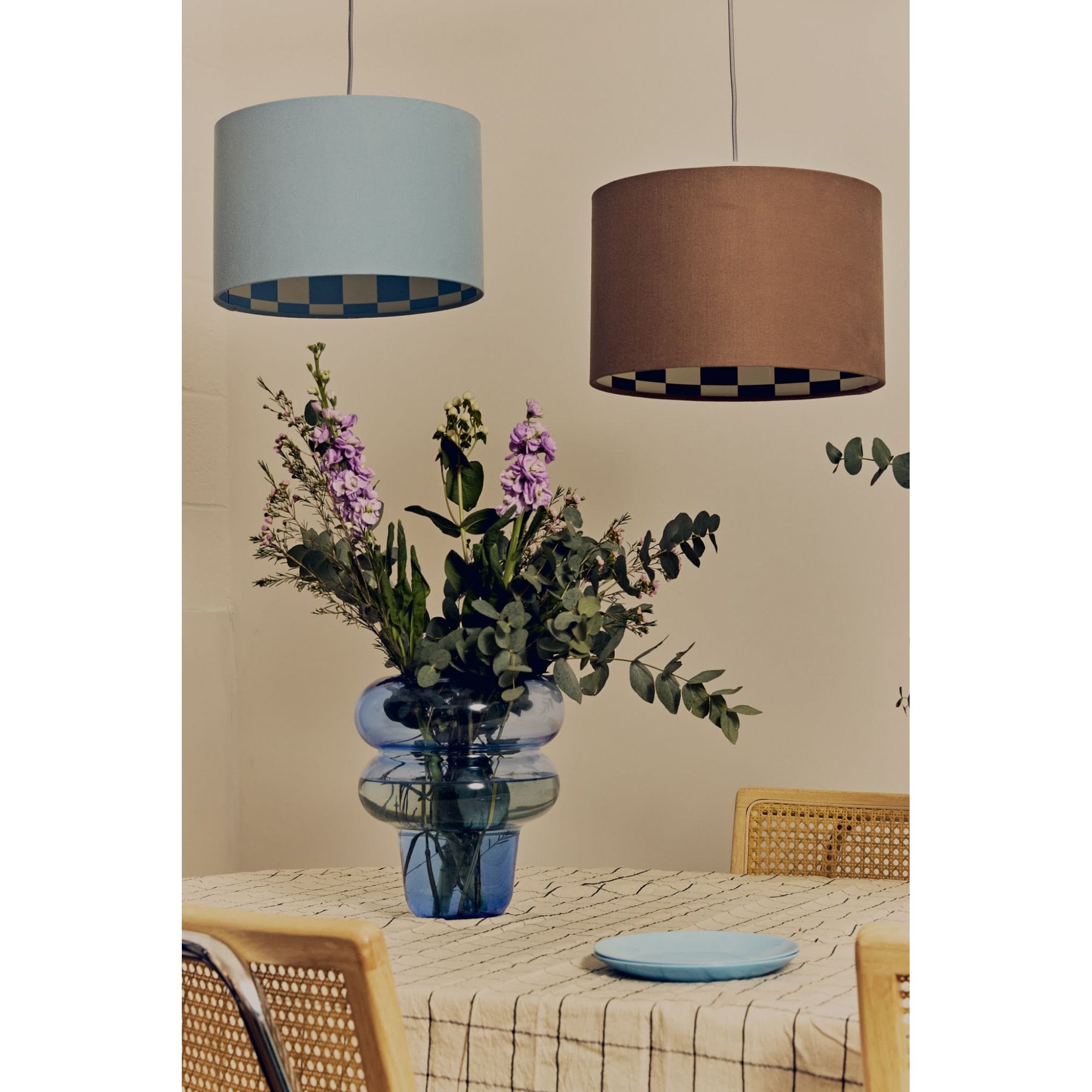 houseof. Checkered Drum Shade  - Damson