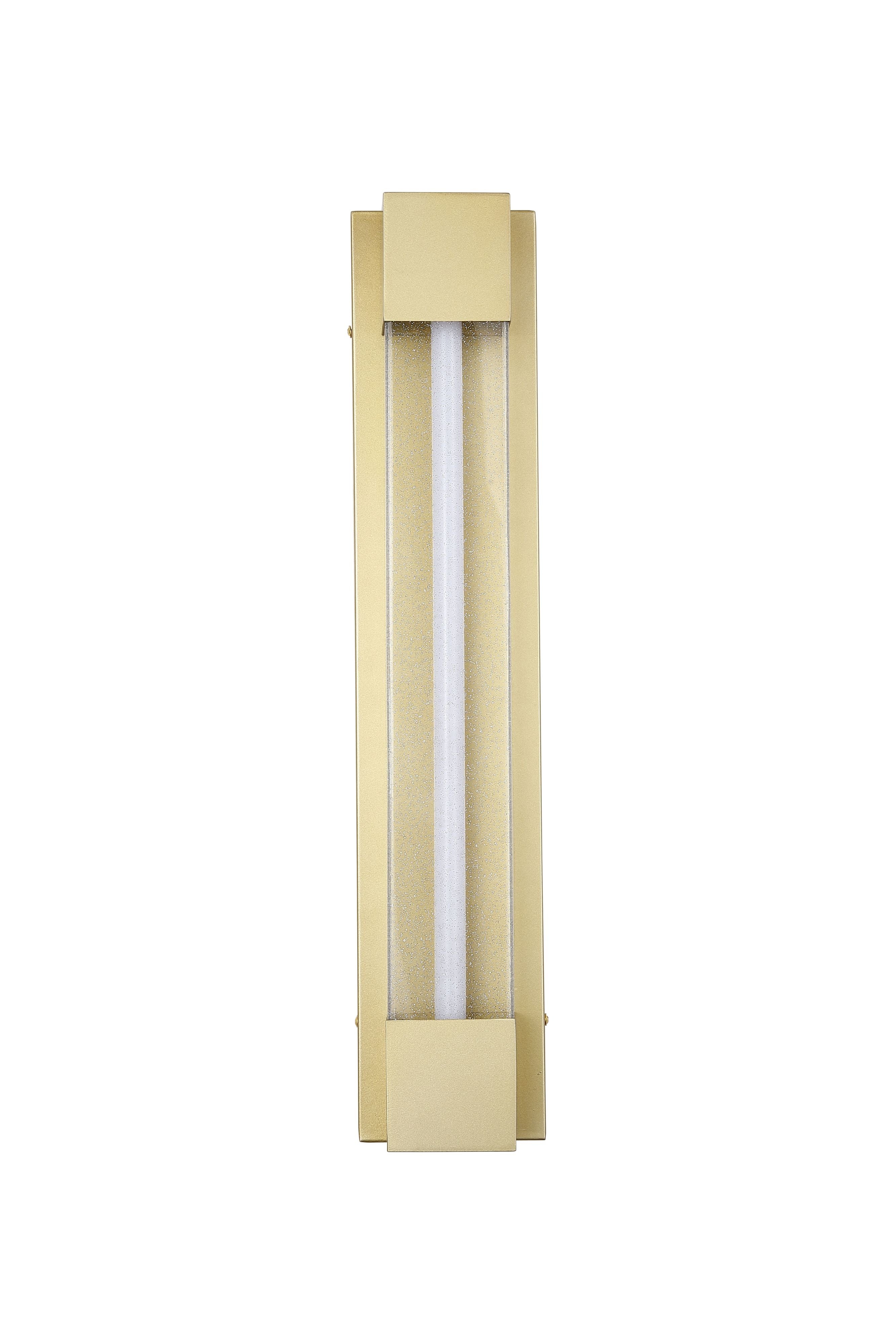 Sacramento 60cm outdoor LED wall light in painted gold, front view lit, studio shot on a white background