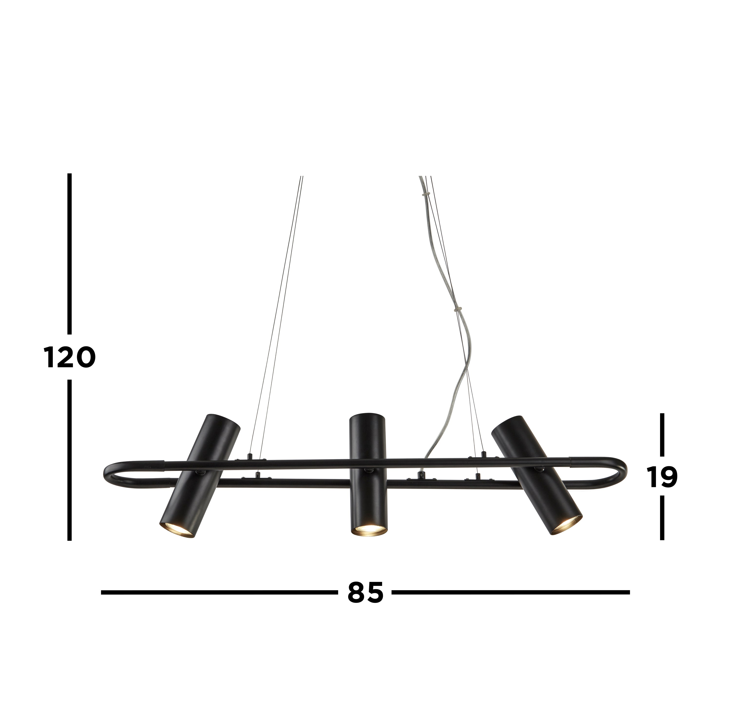 Searchlight Tabley 3 Light Pendant - Black