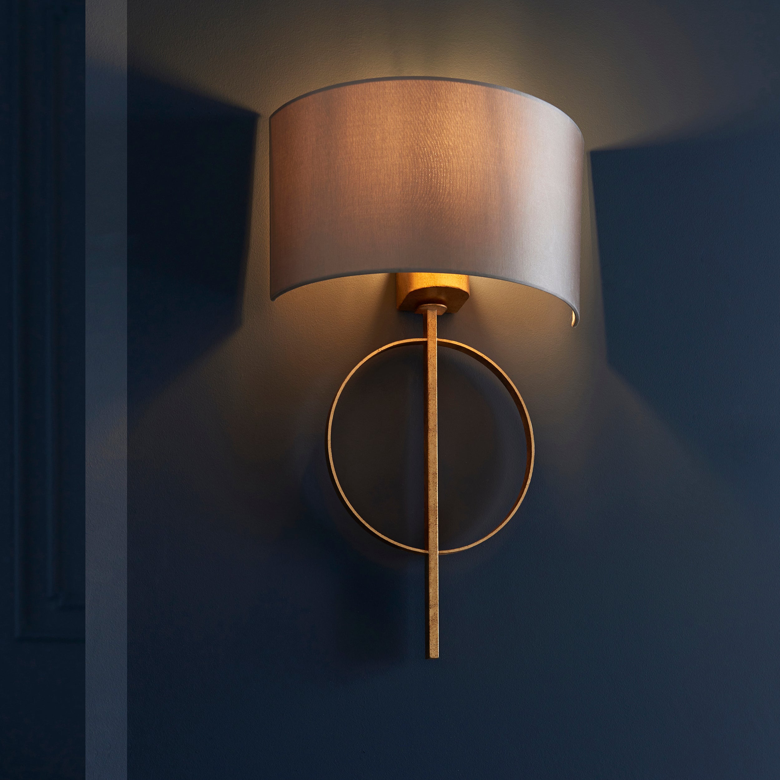 Utopia Interlink Wall Light - Antique Gold With Mink Shade