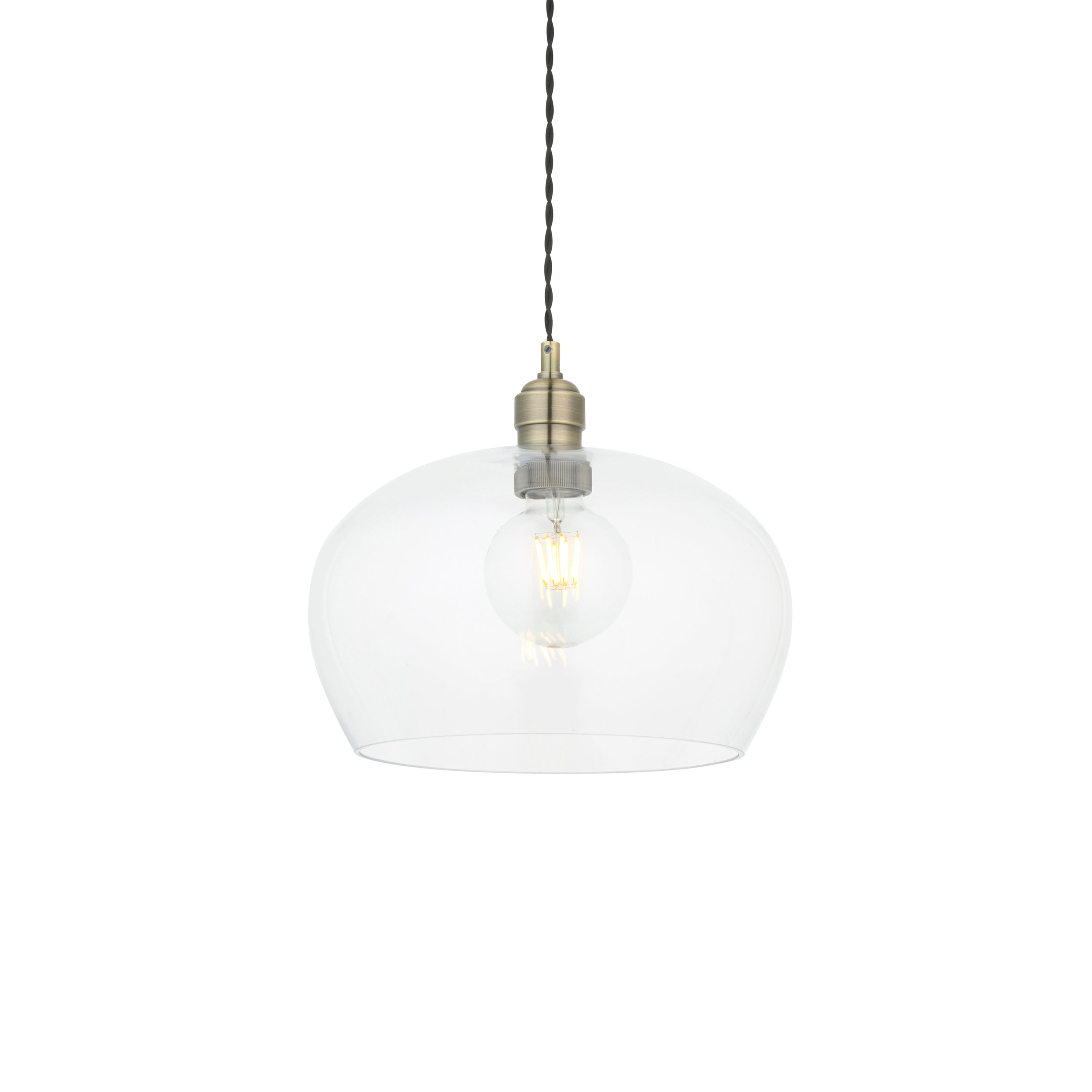Utopia Walton Medium Ceiling Pendant - Antique Brass & Clear Glass
