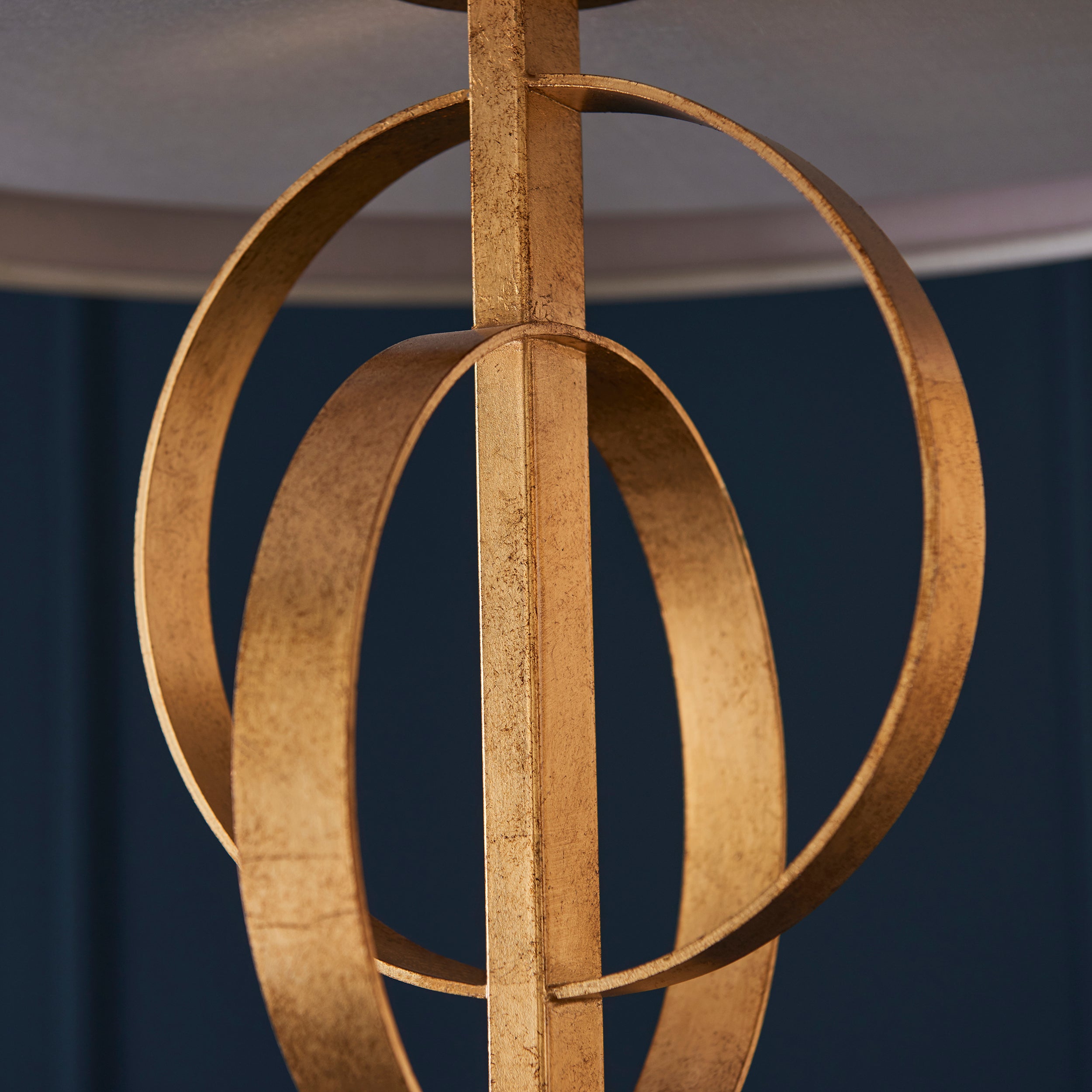 Utopia Interlink 3 Light Pendant - Antique Gold With Mink Shade - 60cm Diameter