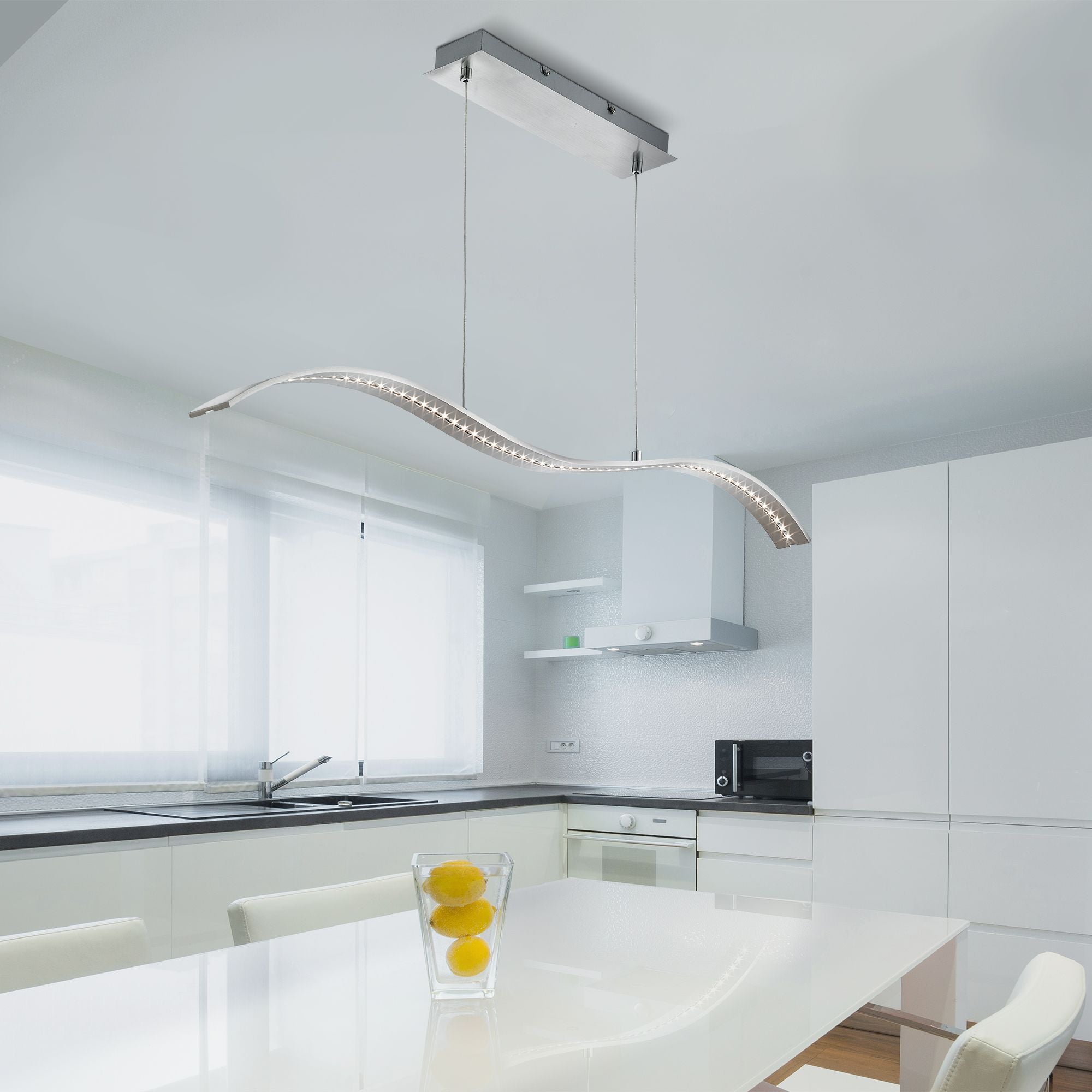 Searchlight Satin Silver LED Wavy Bar Light