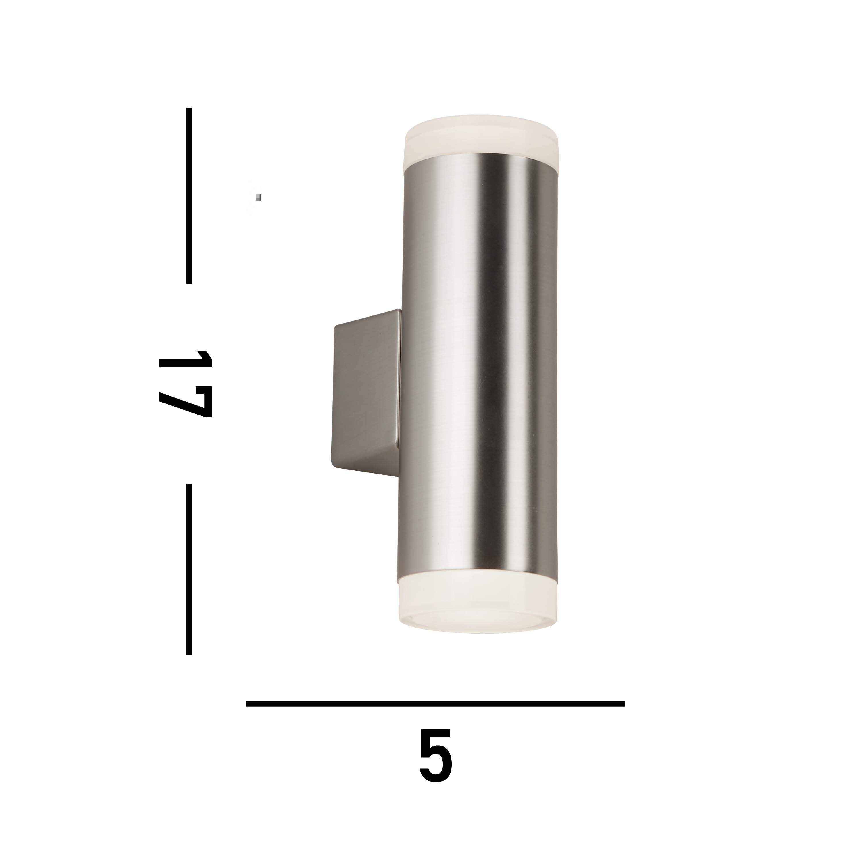 Searchlight Mela LED 2 Light Outdoor Wall Light - Satin Silver & Glass