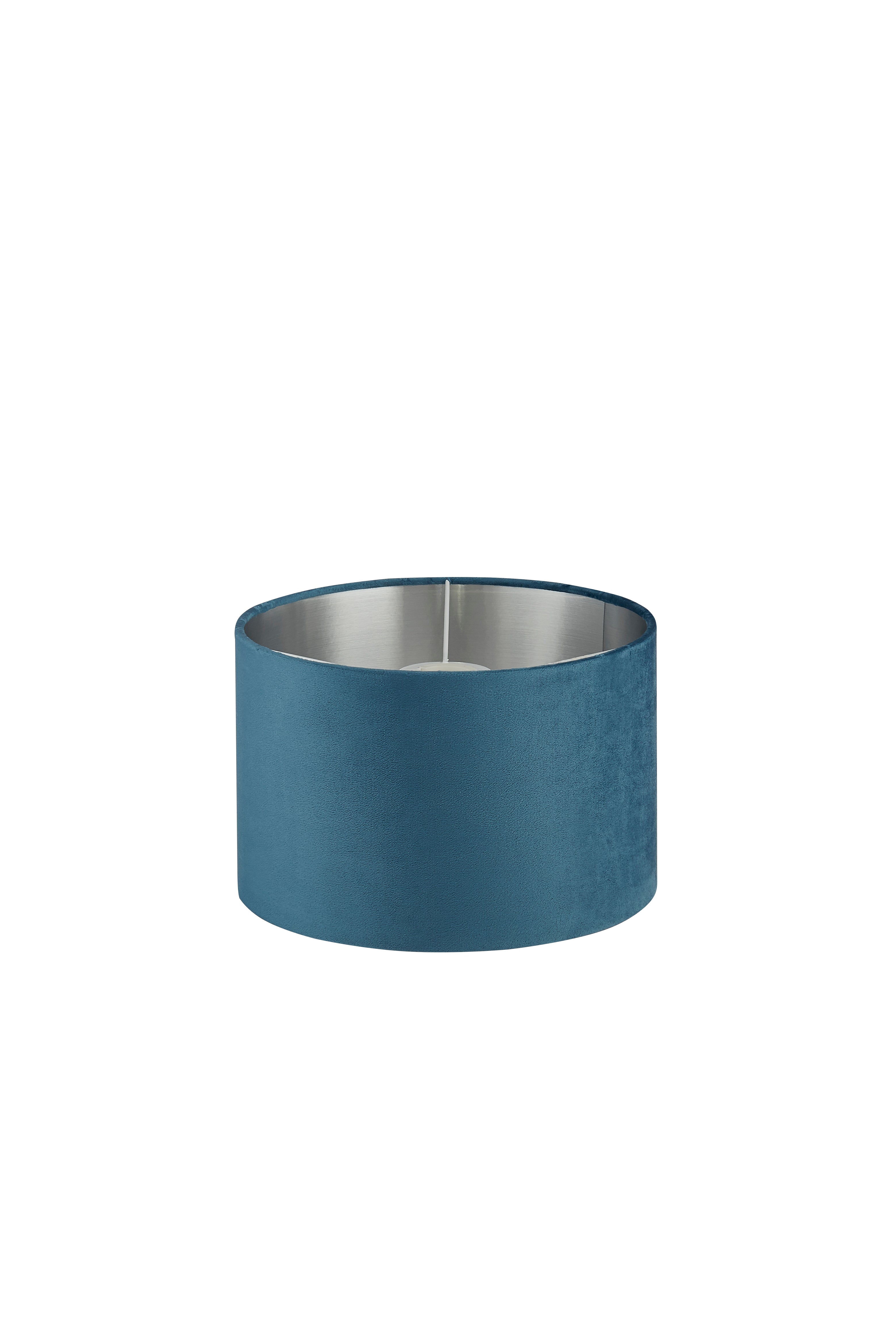 Searchlight Drum Shade - 28cm - Teal Velvet with Silver Inner - Shade Only