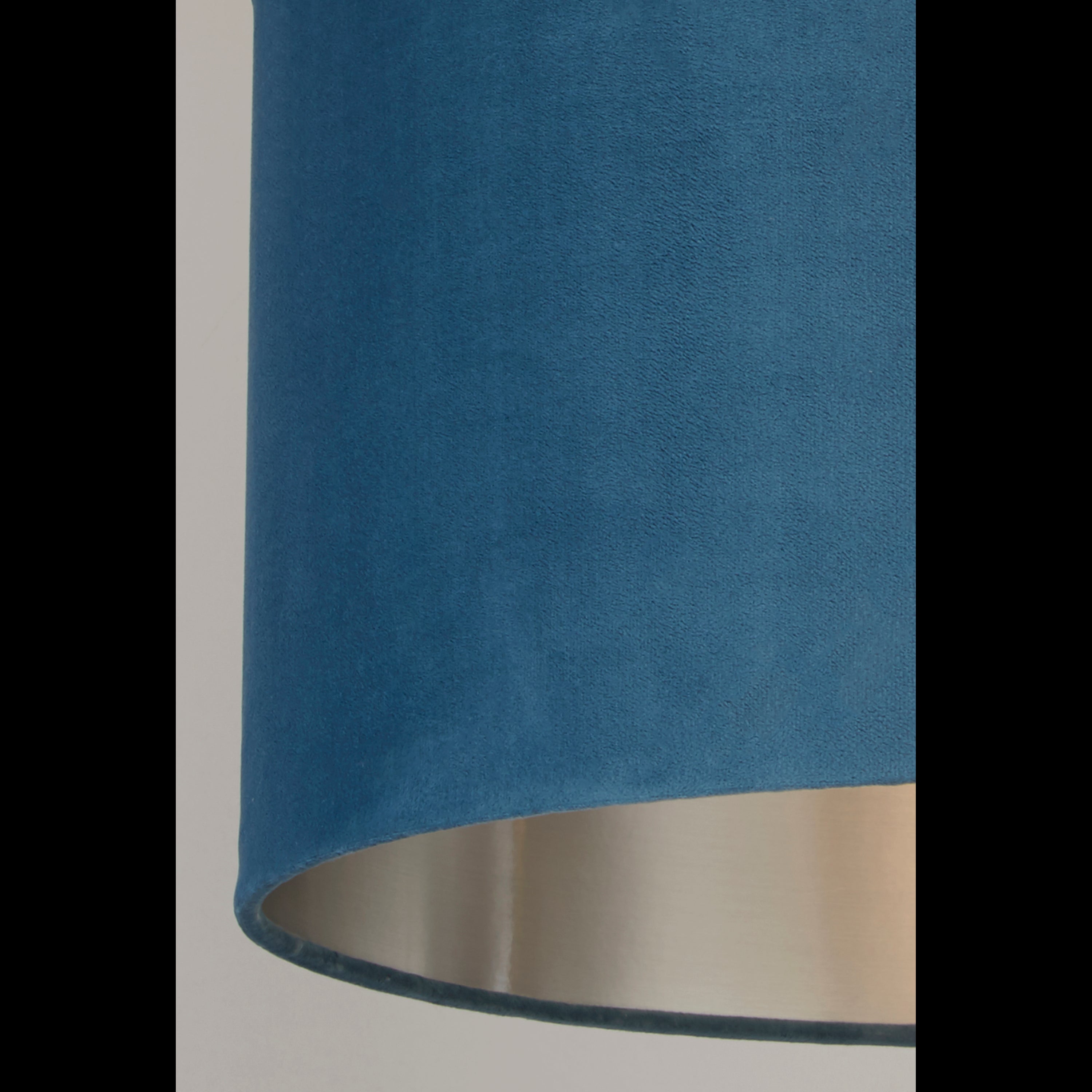 Searchlight Drum Shade - 28cm - Teal Velvet with Silver Inner - Shade Only