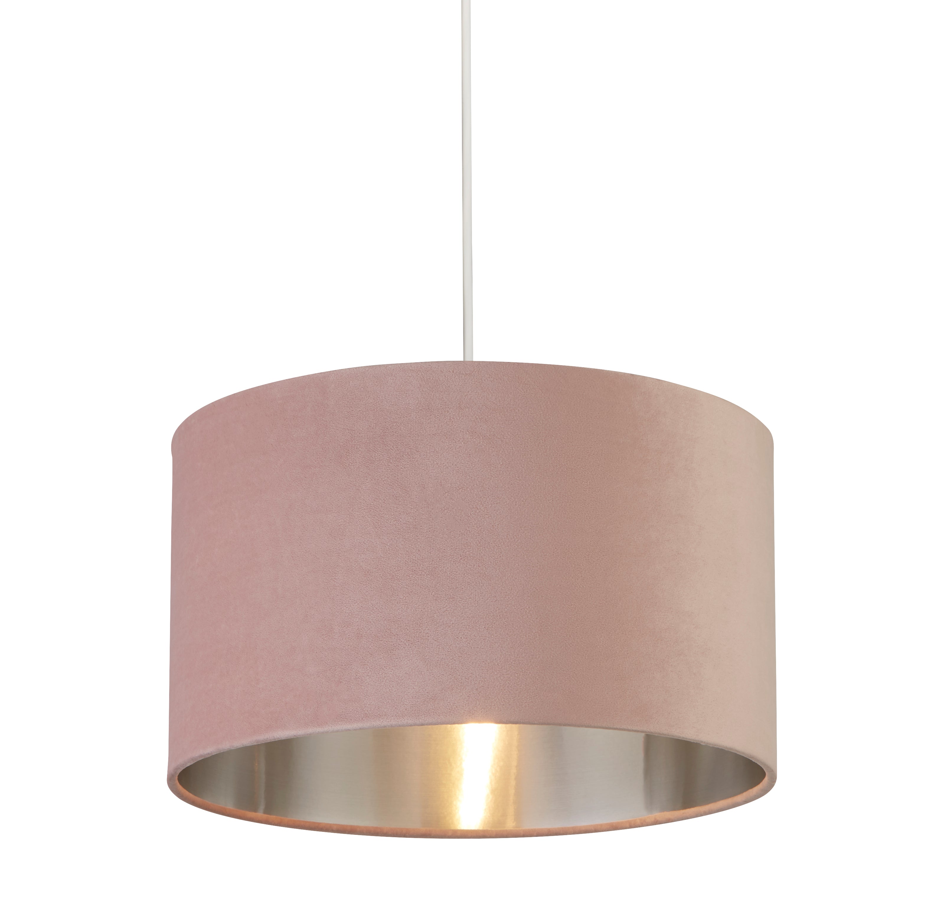 Searchlight Drum Shade - 38cm - Pink Velvet with Silver Inner - Shade Only