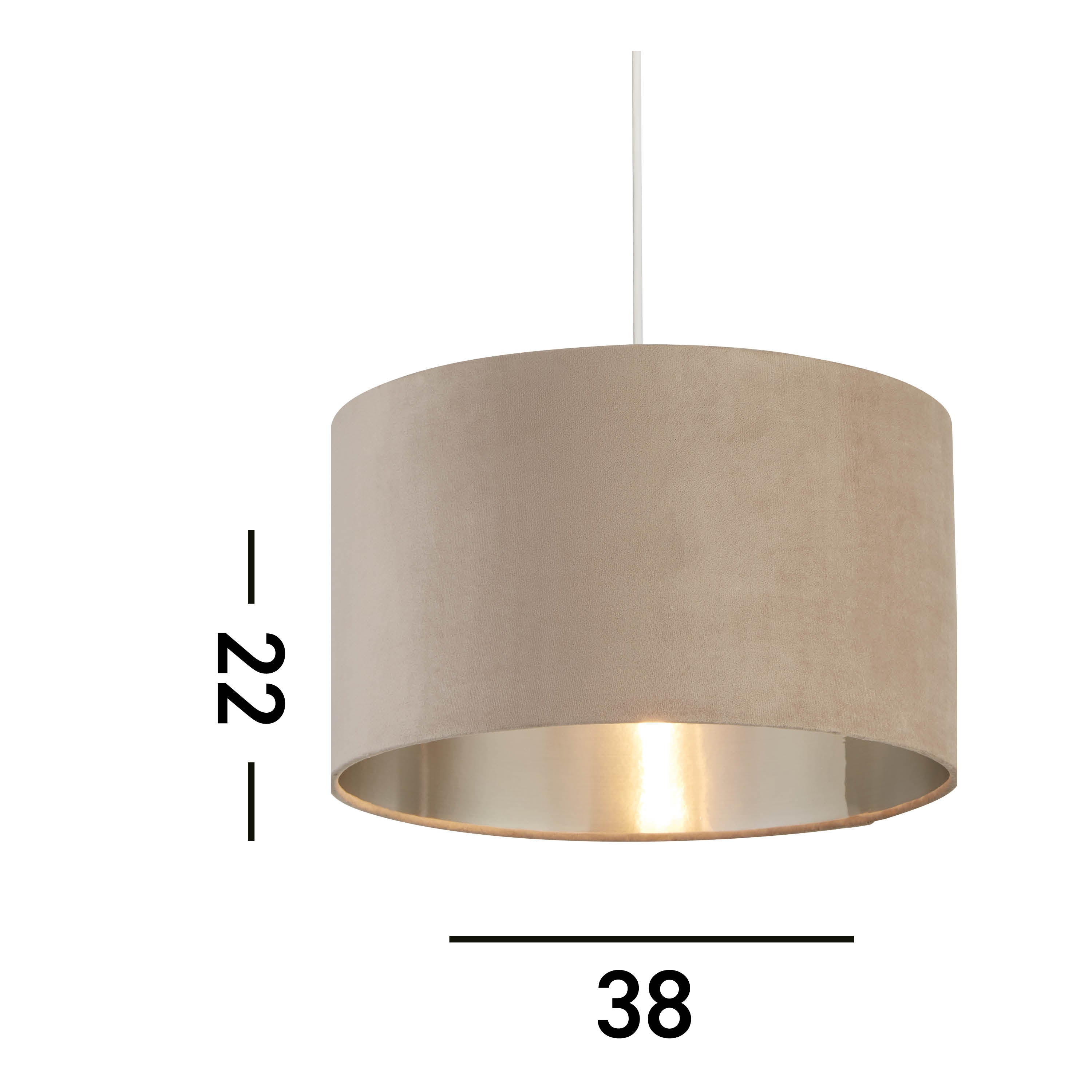 Searchlight Drum Shade - 38cm - Taupe Velvet with Silver Inner - Shade Only