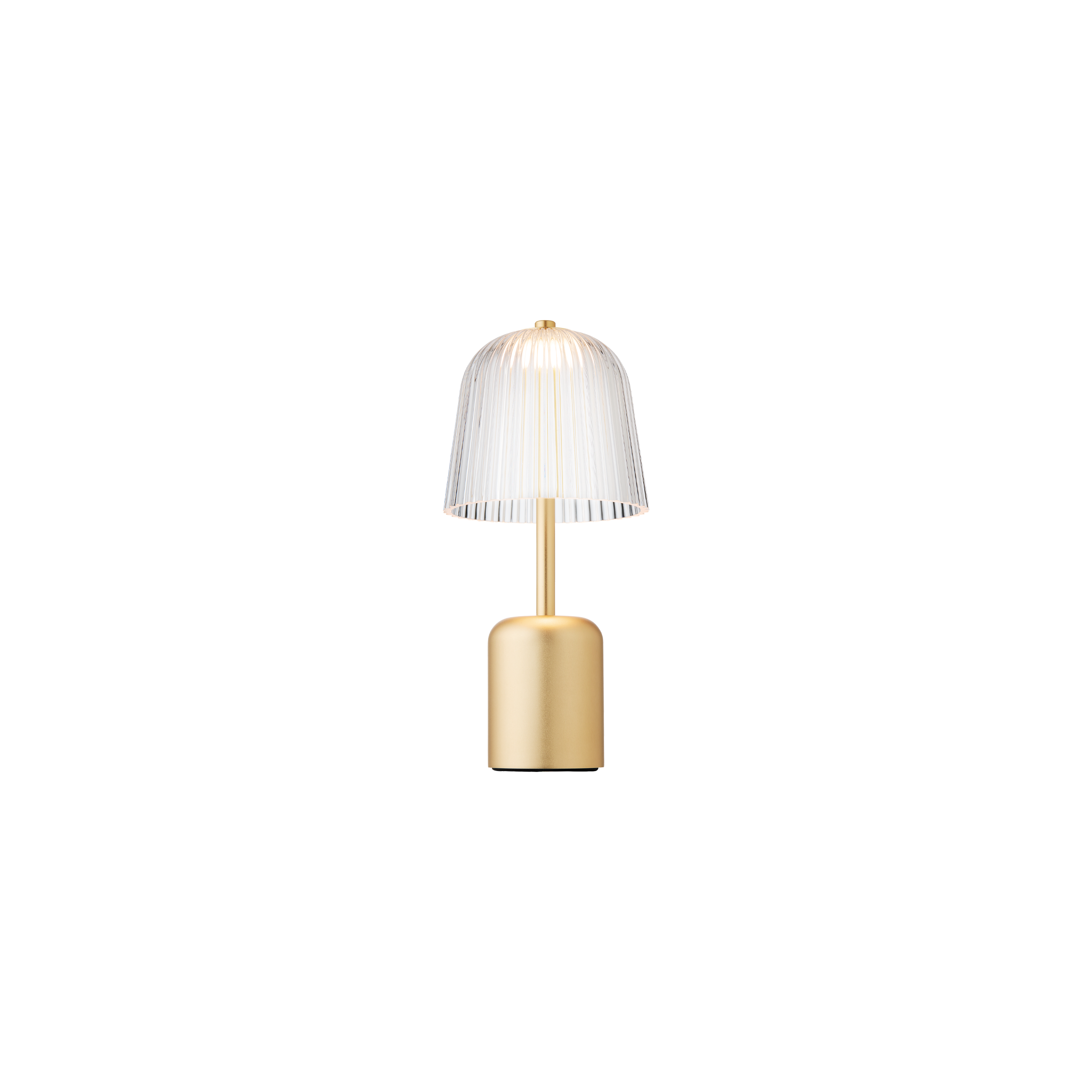 Nuura Asteea Portable LED Table Lamp - Satin Brass & Clear Ripple Shade