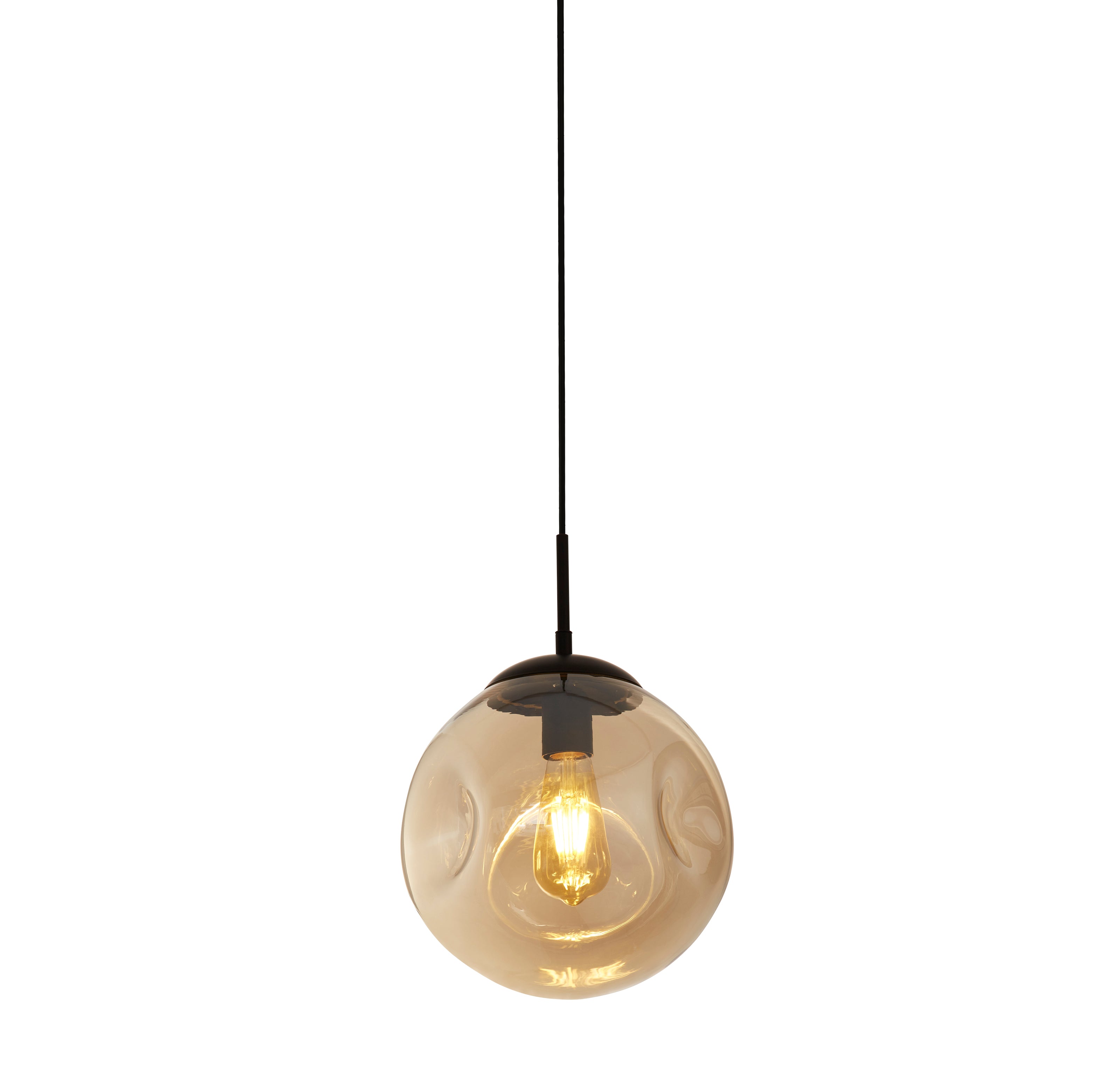 Searchlight Phoebe Pendant - Black Metal & Champagne Phoebeed Glass