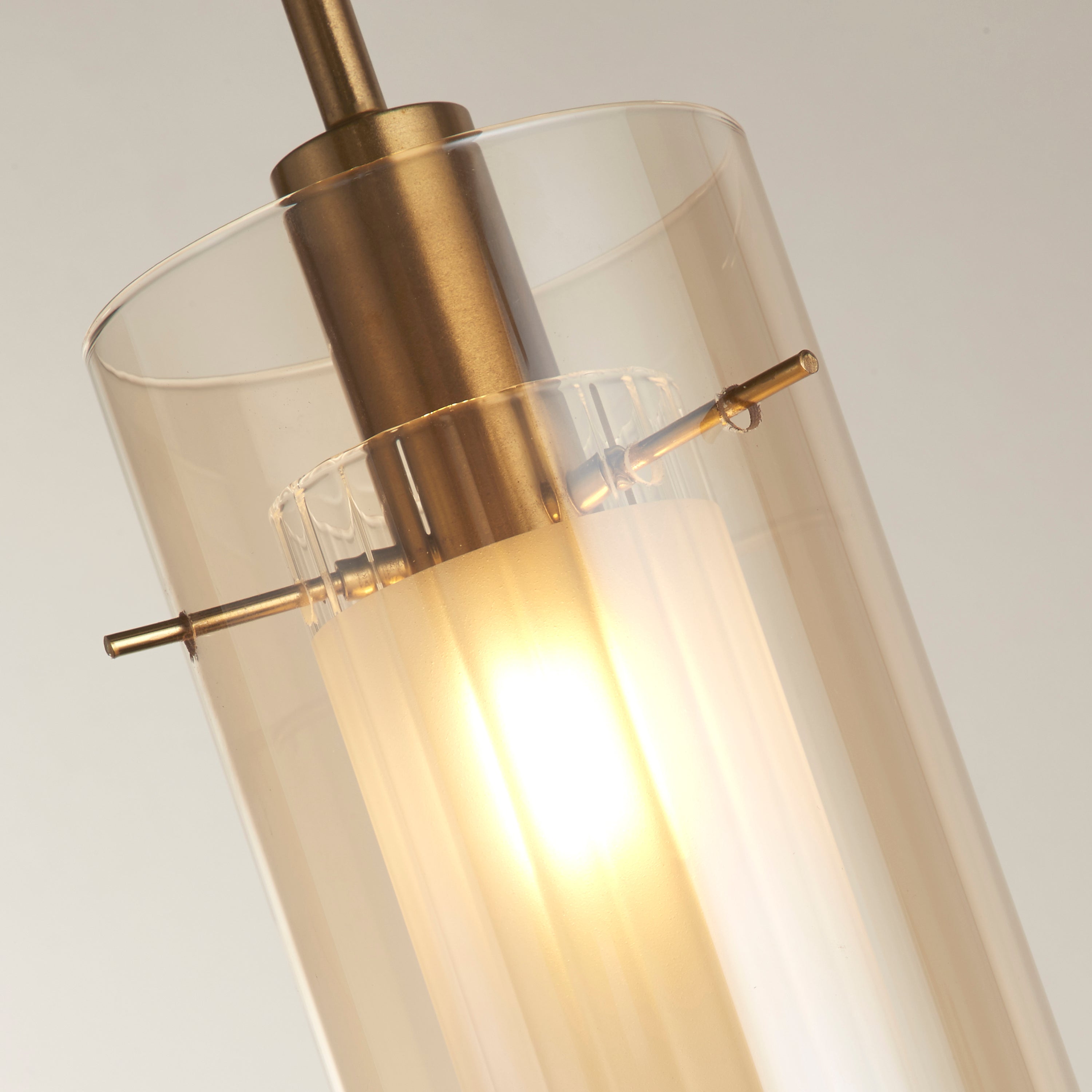Searchlight Dawson III Pendant - Bronze Metal & Champagne Glass