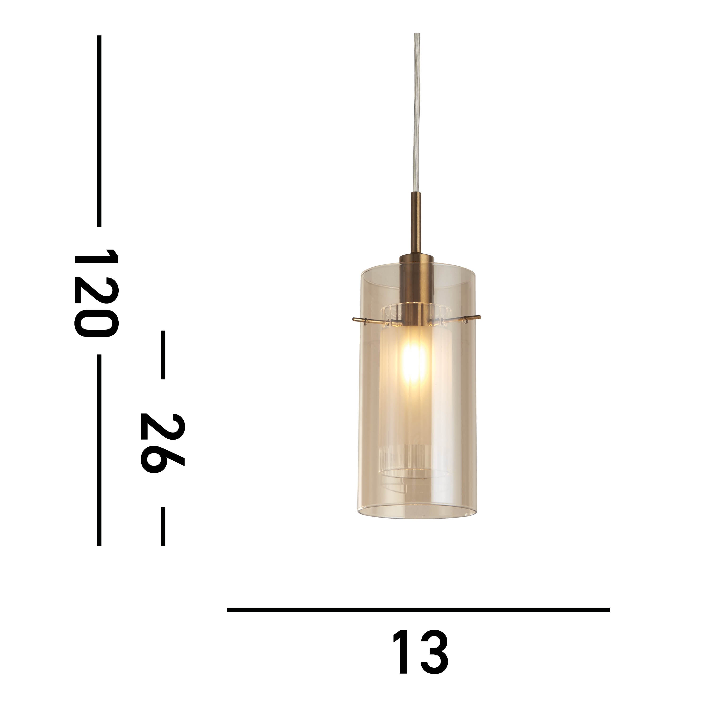 Searchlight Dawson III Pendant - Bronze Metal & Champagne Glass