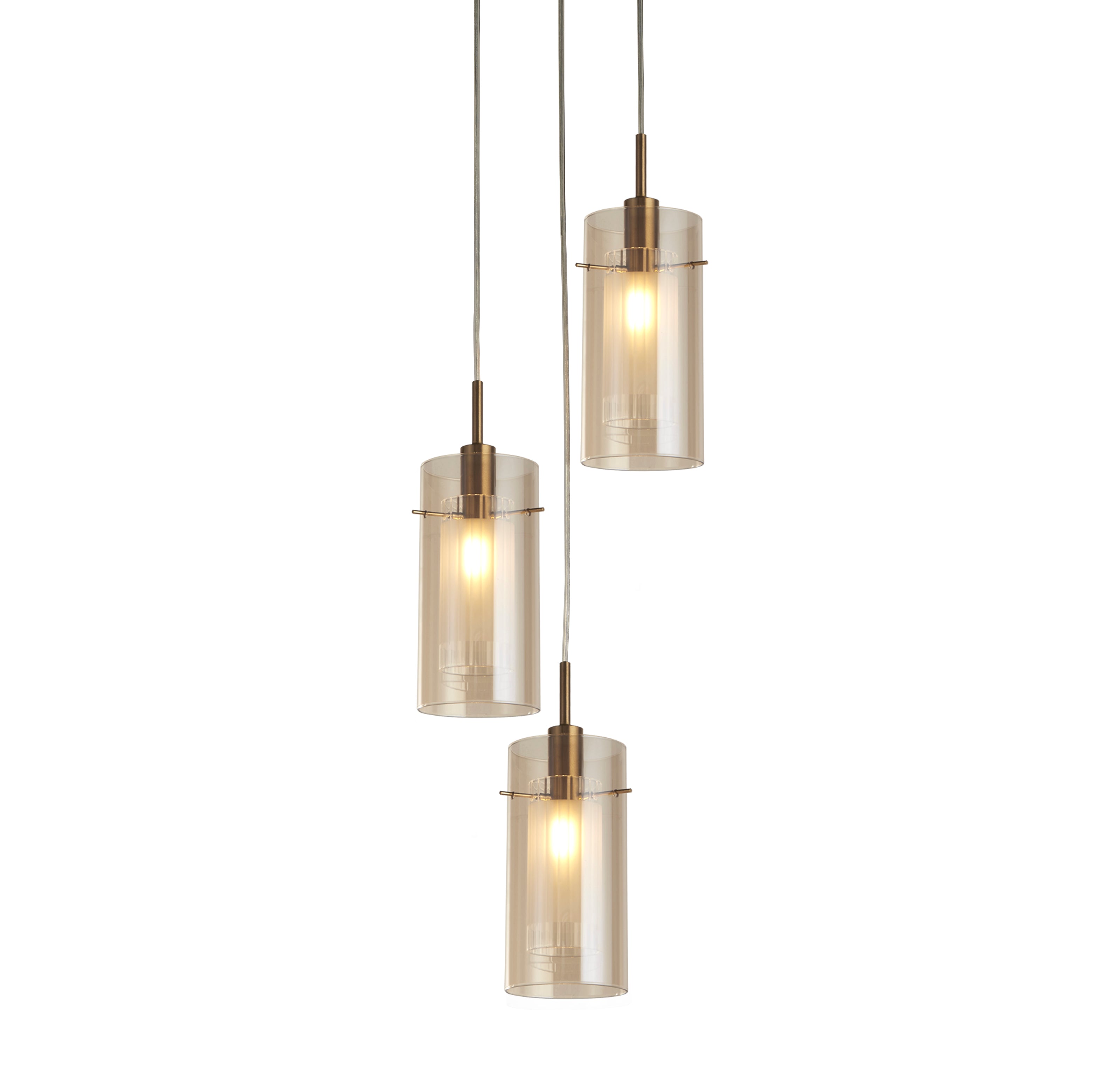 Searchlight Dawson III 3 Light Multi-Drop - Bronze Metal & Champagne Glass