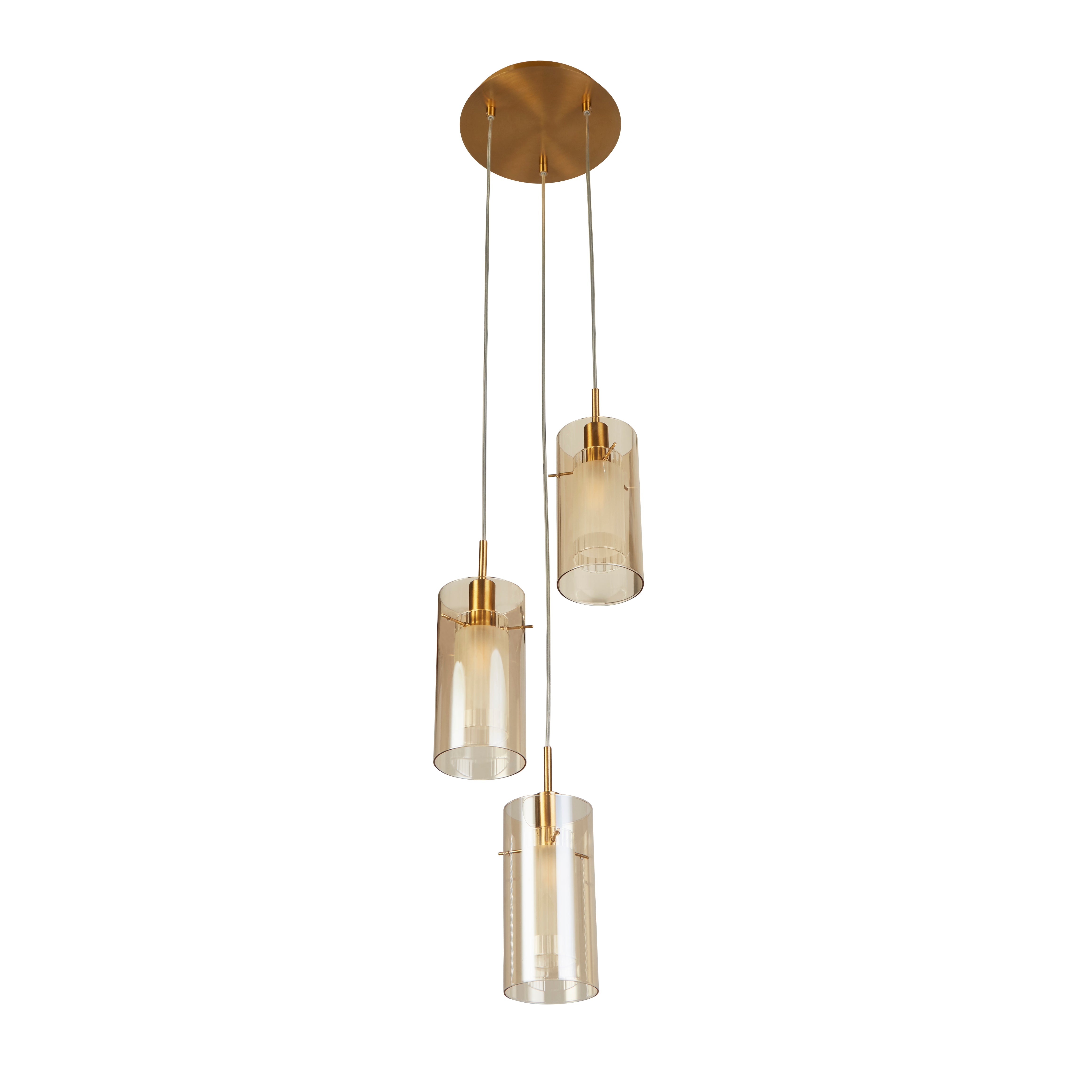 Searchlight Dawson III 3 Light Multi-Drop - Bronze Metal & Champagne Glass