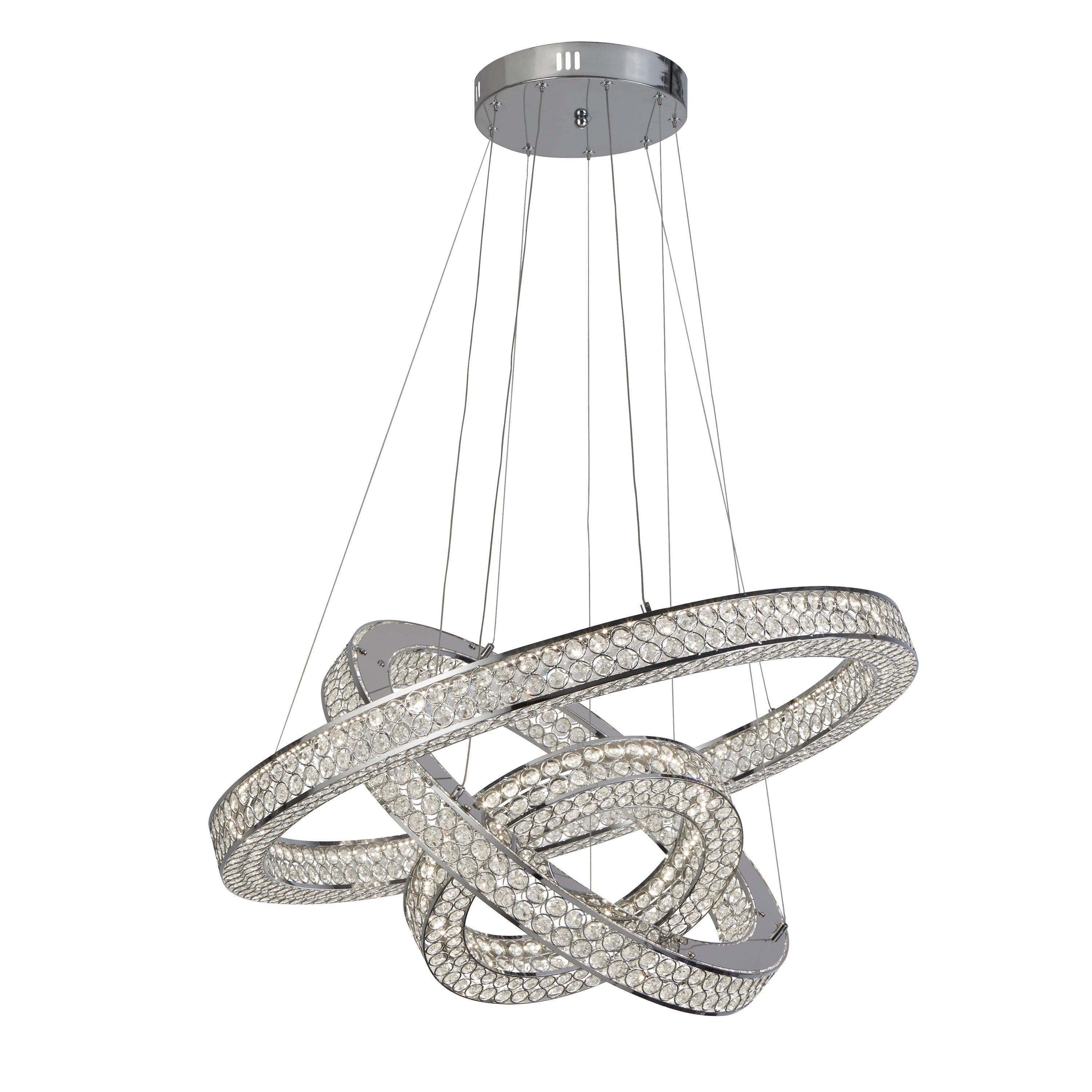 Searchlight Bala 3 Light LED Ceiling Pendant - Chrome & Crystal
