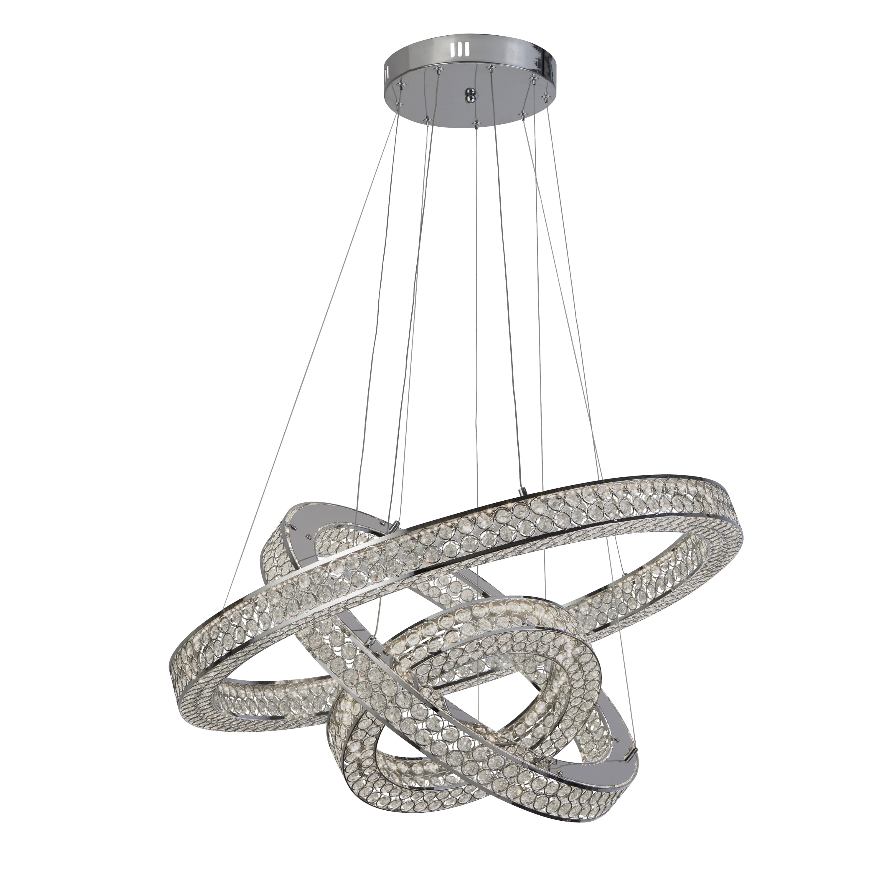 Searchlight Bala 3 Light LED Ceiling Pendant - Chrome & Crystal