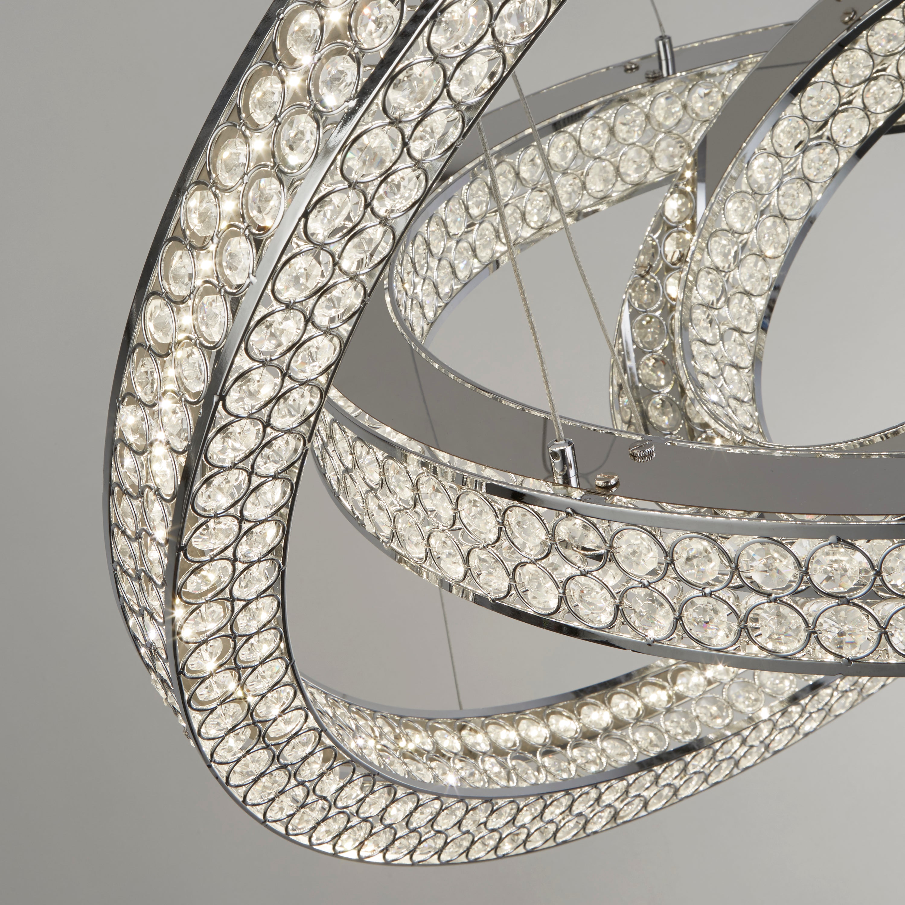 Searchlight Bala 3 Light LED Ceiling Pendant - Chrome & Crystal