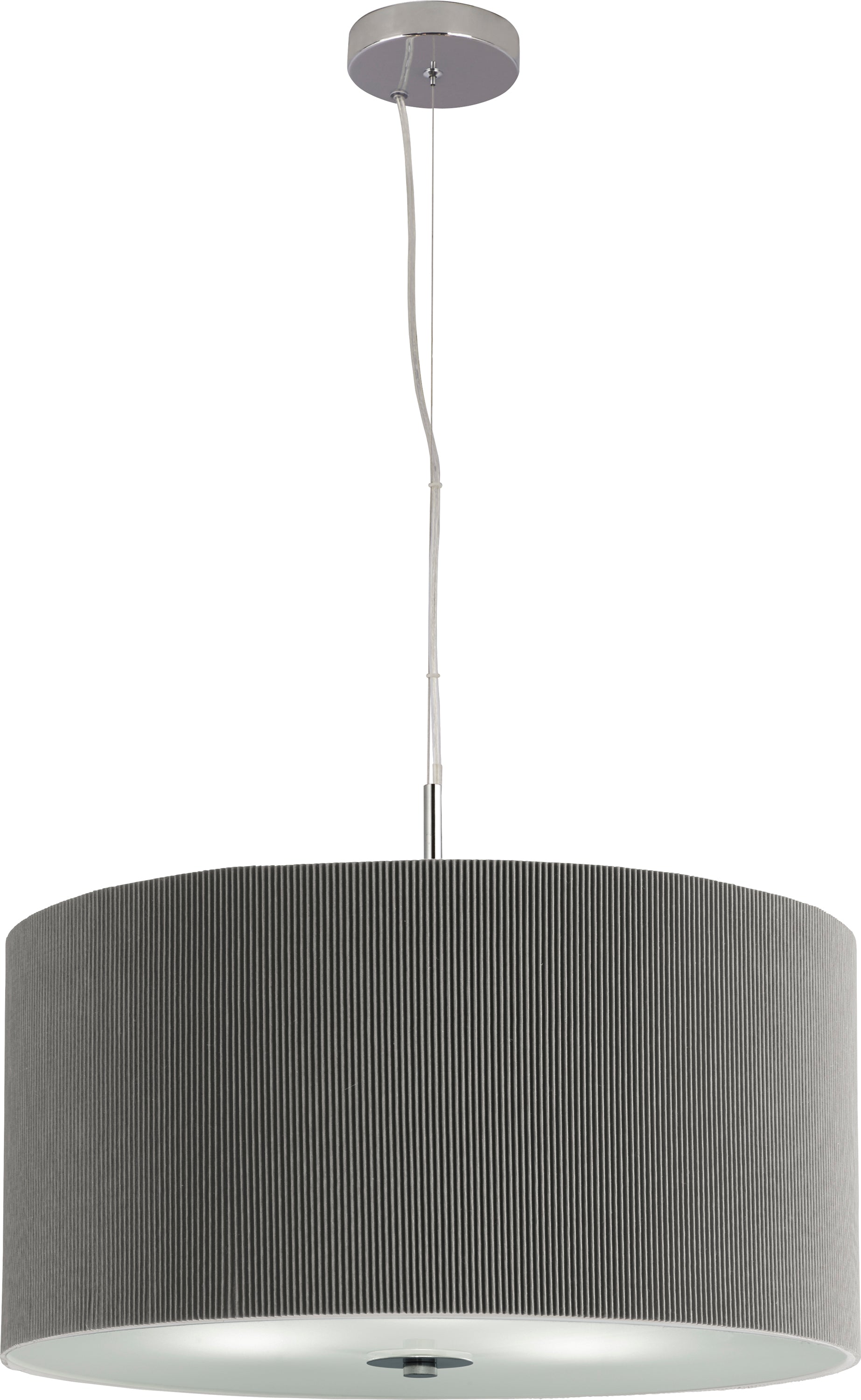 Searchlight David Pleat 3 Light Pendant - Silver With Frosted Glass Diffuser Diameter 60cm