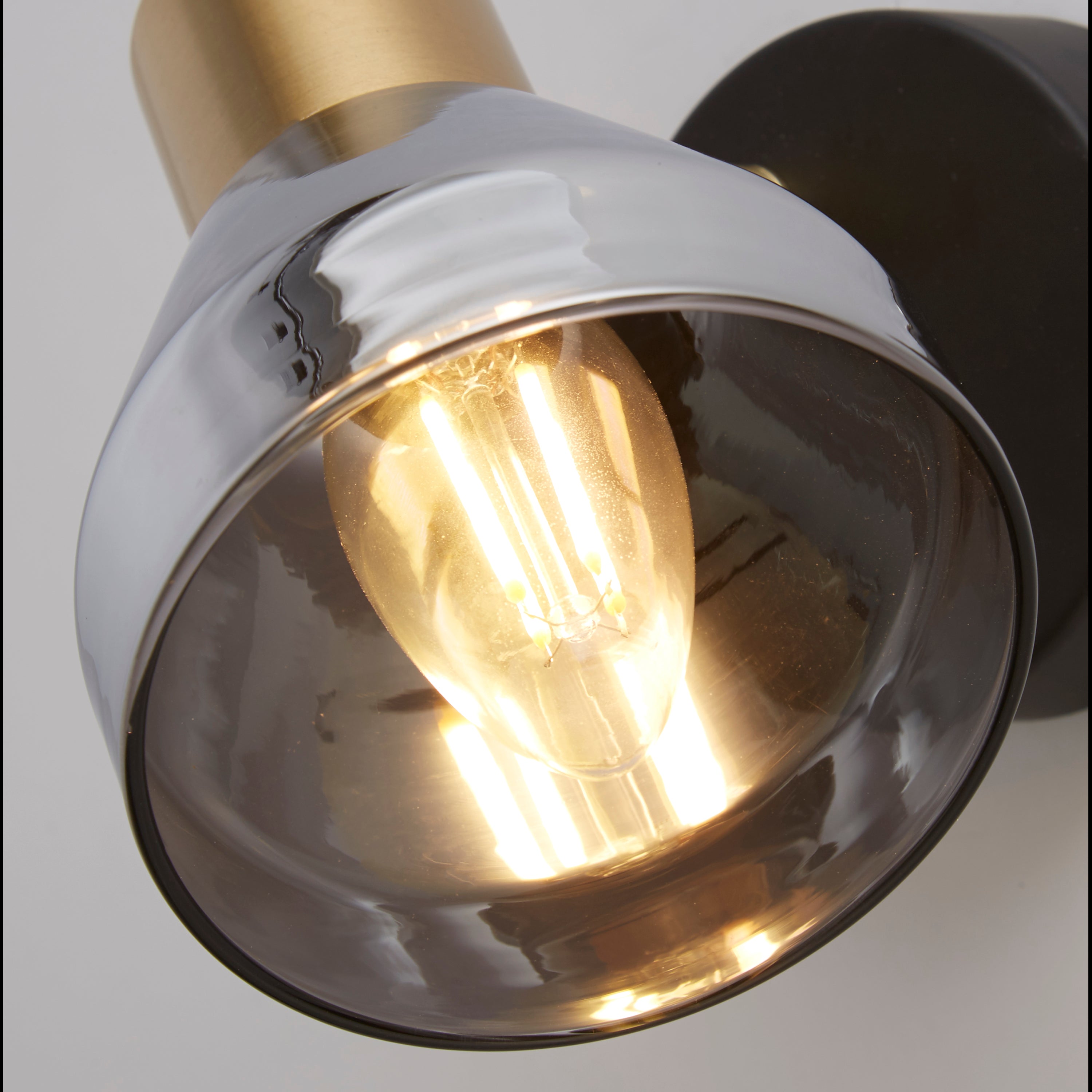 Searchlight Westfield Spotlight - Black, Satin Brass & Smoked Glass