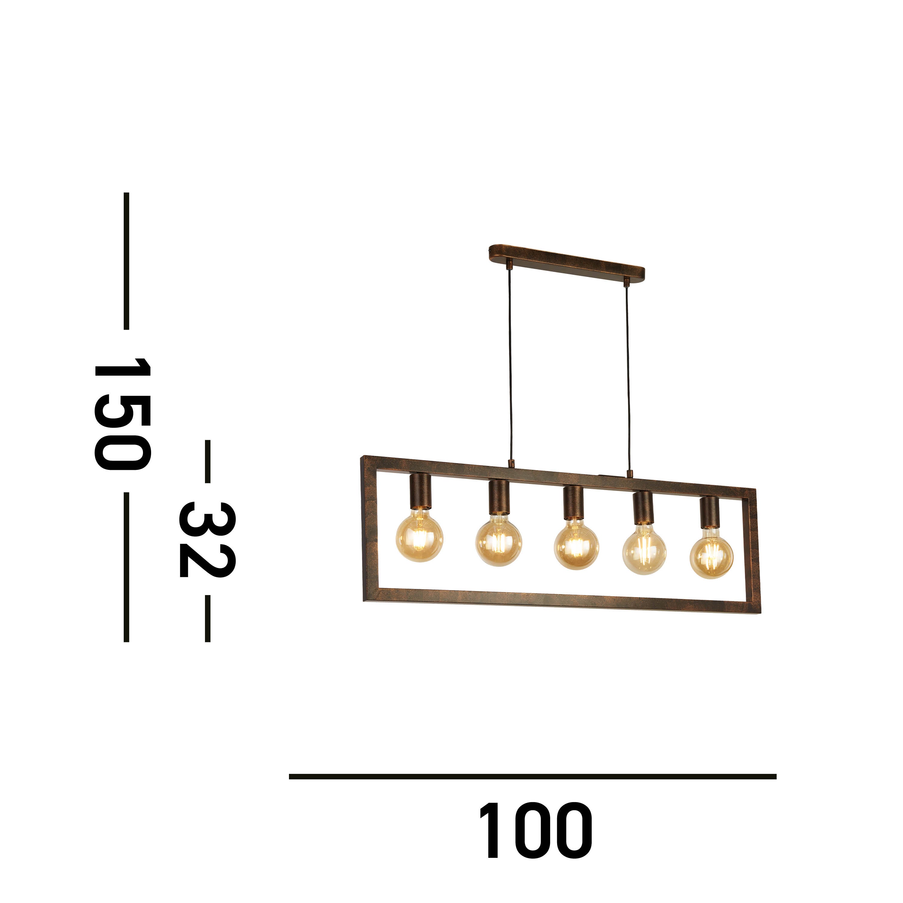 Searchlight Oakes 5 Light Ceiling Pendant - Rustic Brown