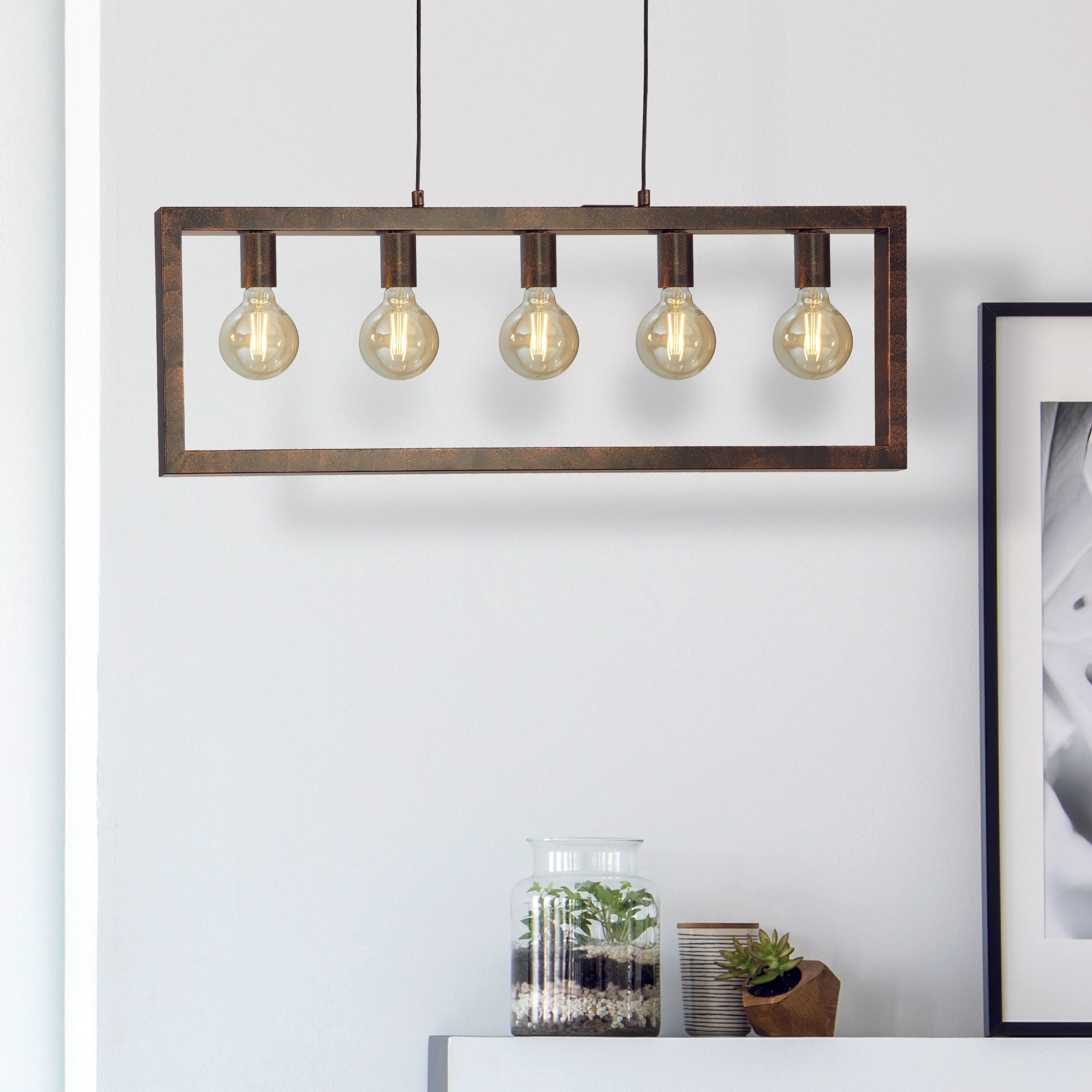 Searchlight Oakes 5 Light Ceiling Pendant - Rustic Brown