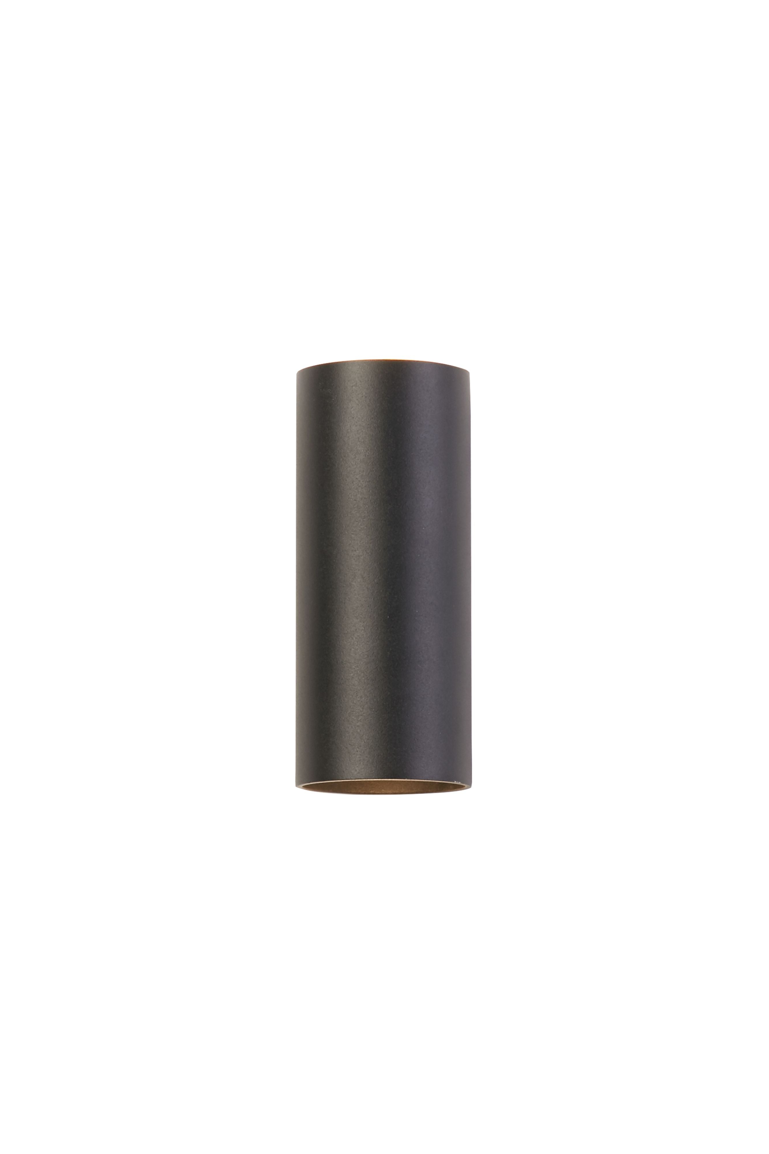 Searchlight Cyls cylinder up and down wall light in matte black, angled studio shot showing the tall cylinder form
