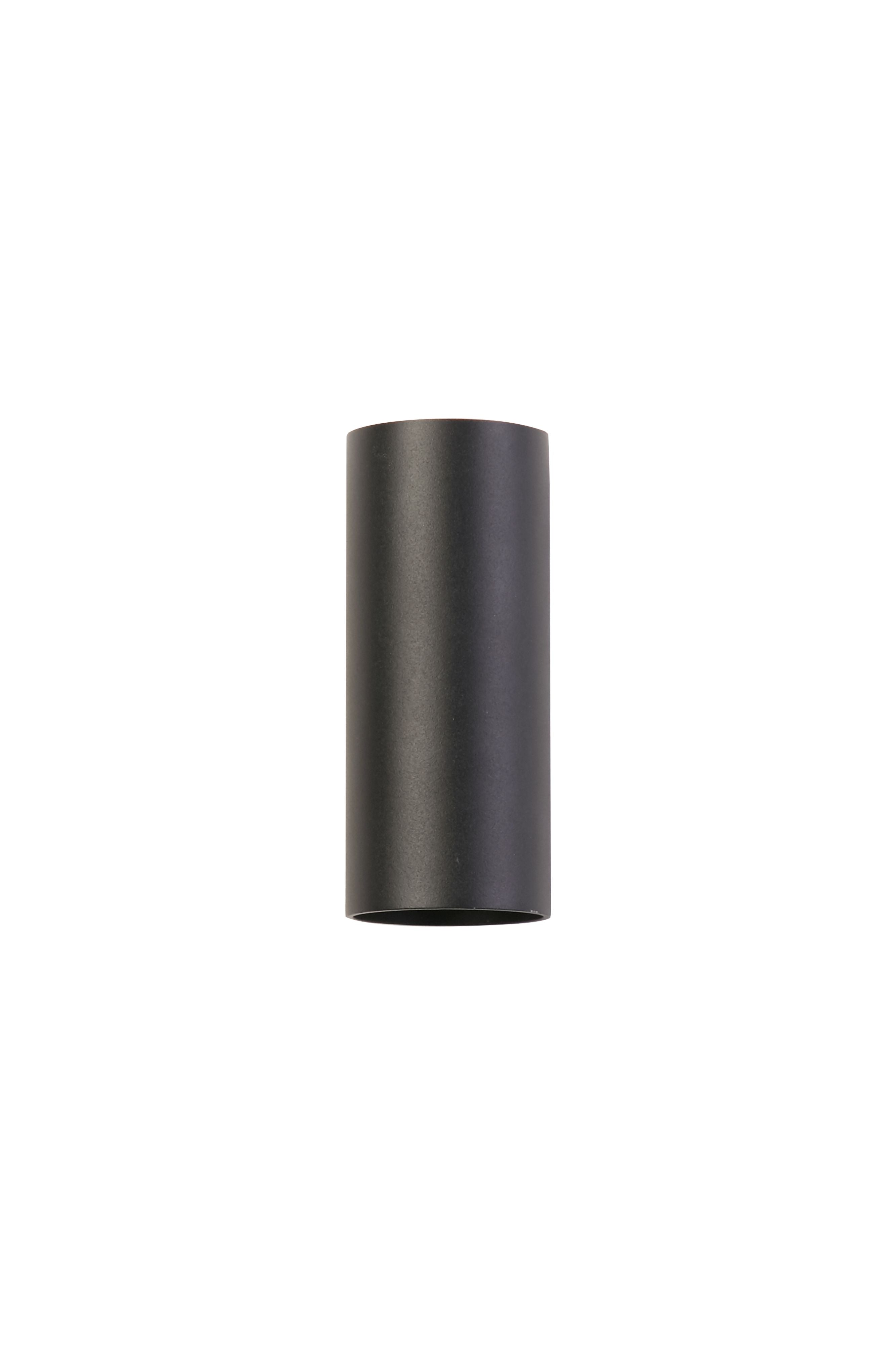 Searchlight Cyls cylinder up and down wall light in matte black, front angled studio shot of the plain cylinder