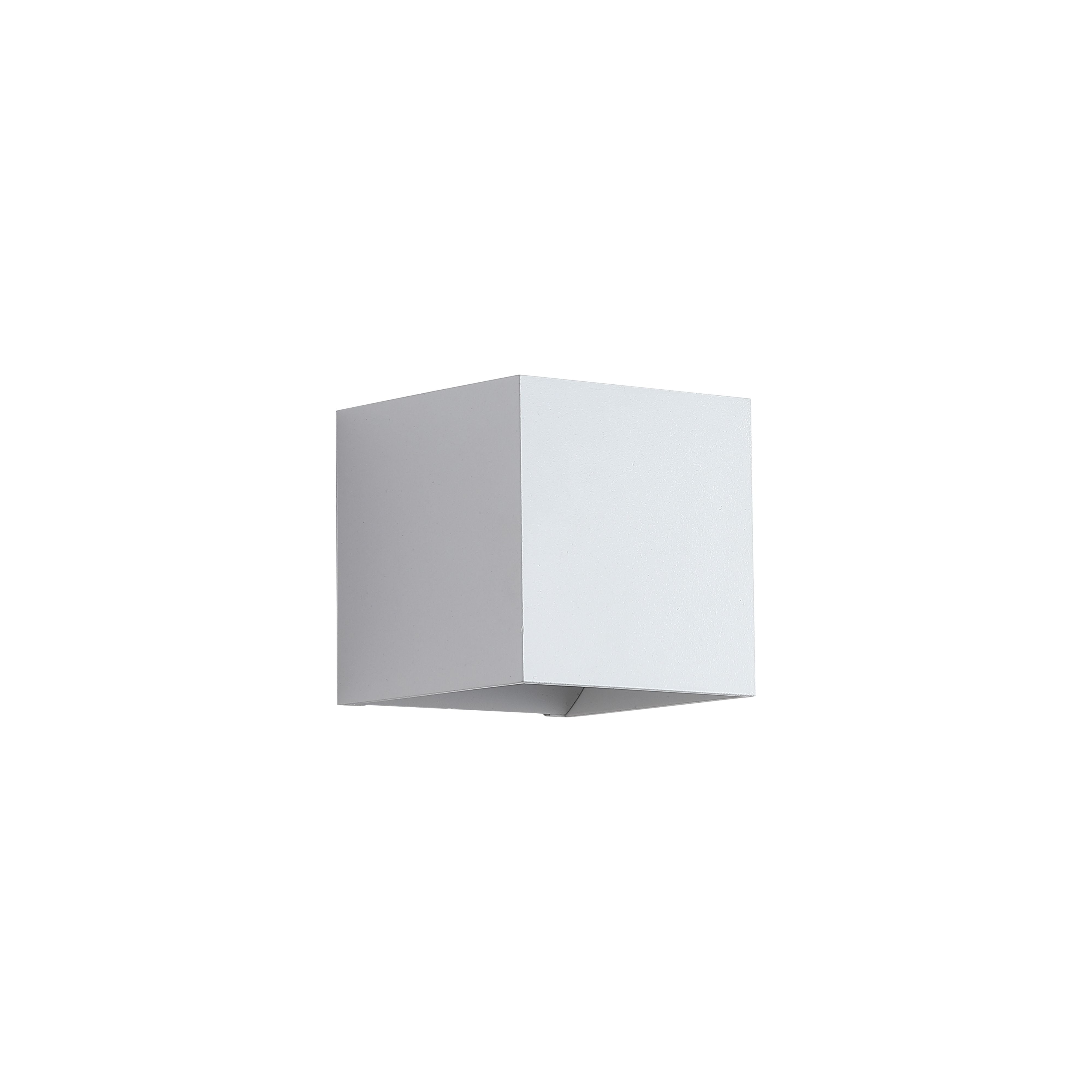 Searchlight Newton Square Up & Down Wall Light in sand white, second angled studio view of the cube body