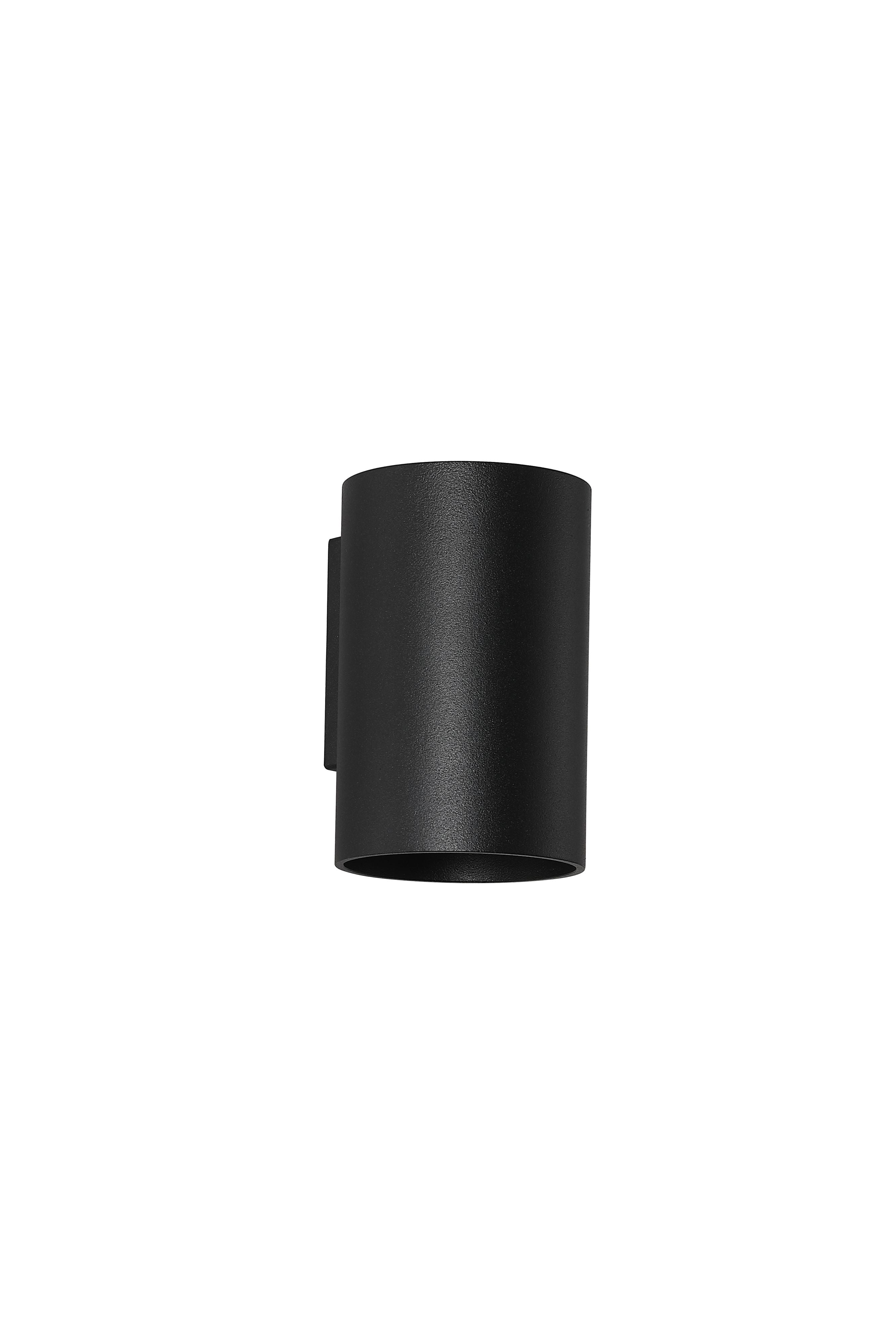 Searchlight Cyls Cylinder Down Wall Light in black, angled view showing the wall mounting bracket and open end of the cylinder
