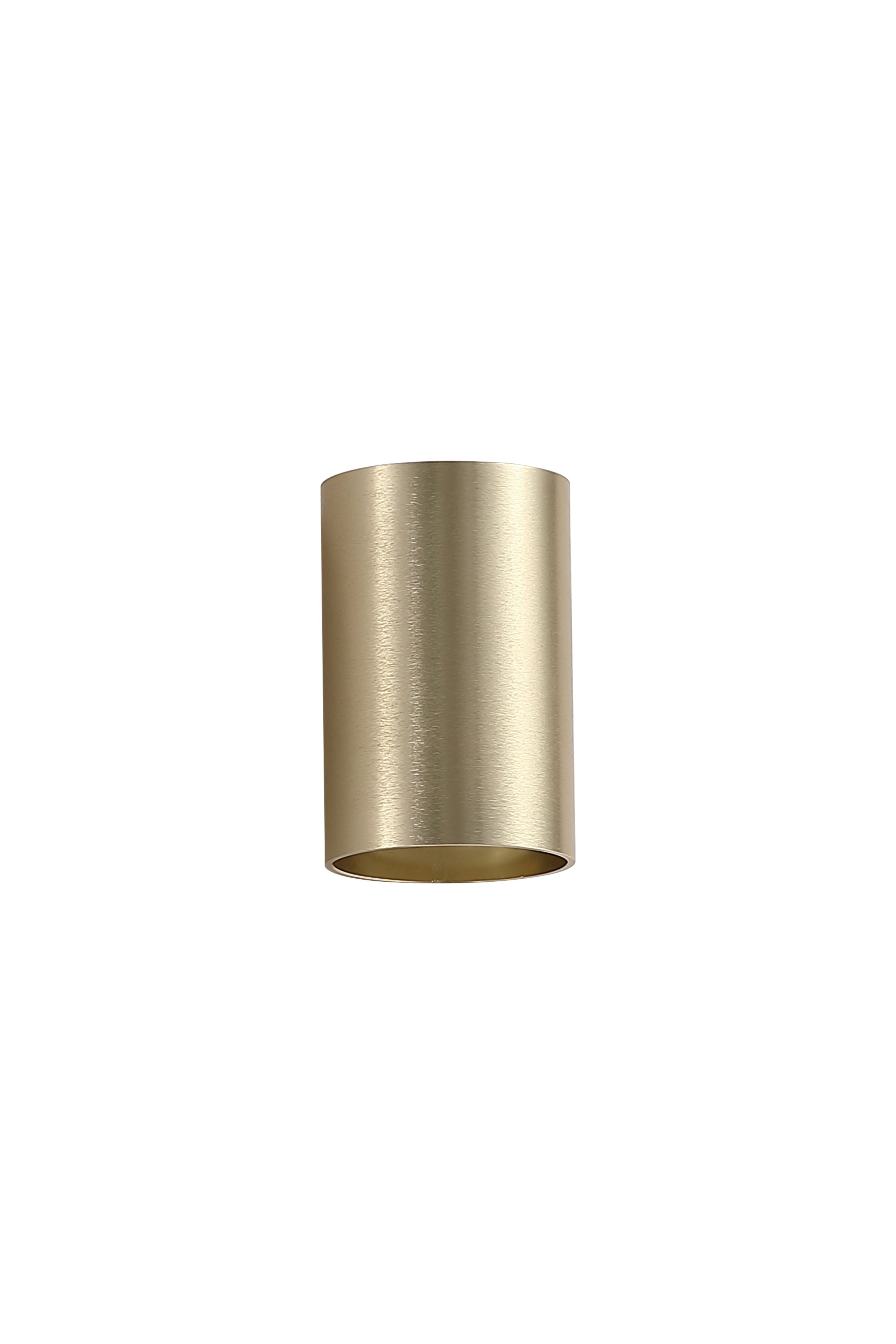 Searchlight Cyls Cylinder Down Wall Light in gold, front view of the cylinder shade with the light off