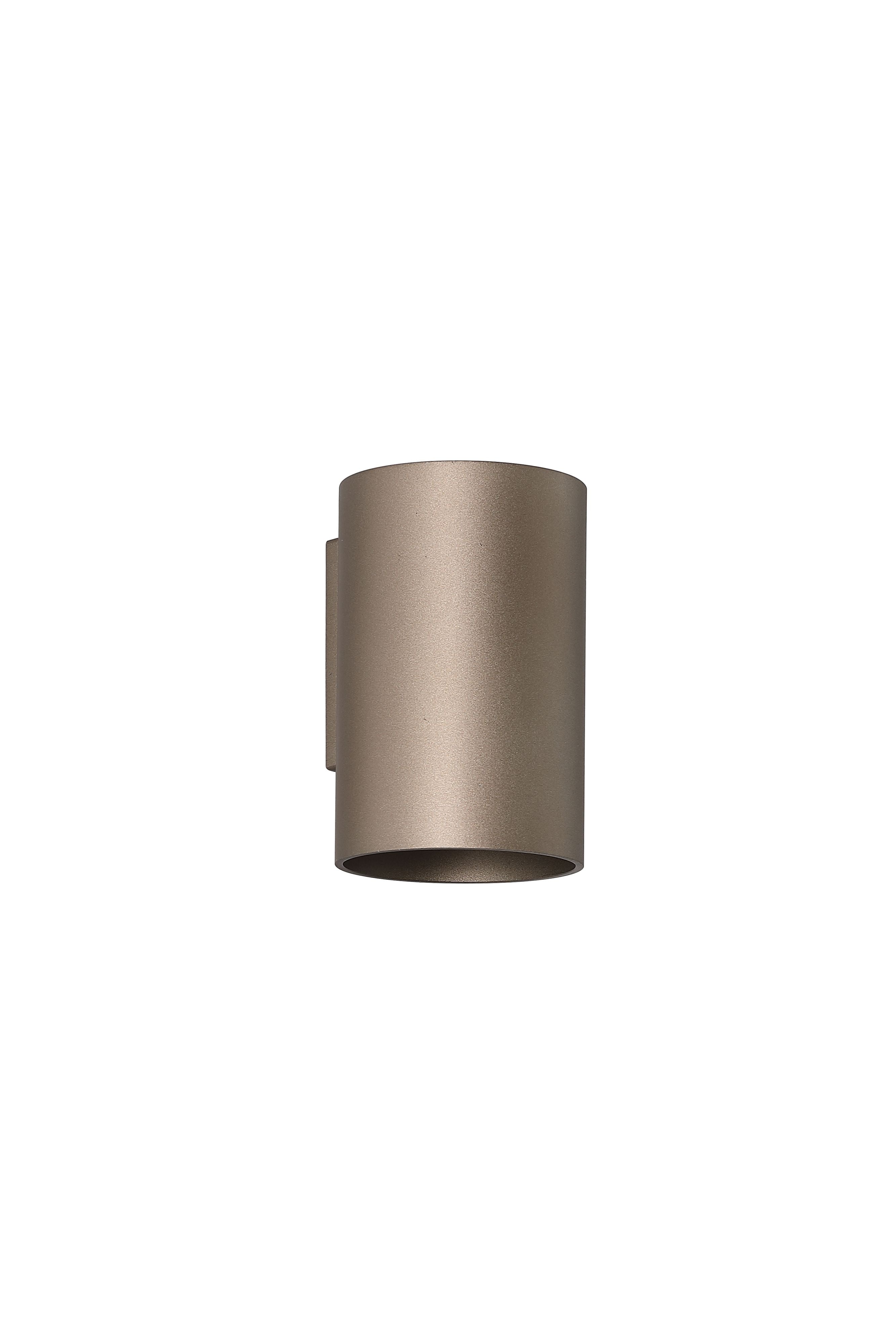 Searchlight Cyls Cylinder Down Wall Light in latte, angled view showing the wall mounting bracket and open end of the cylinder