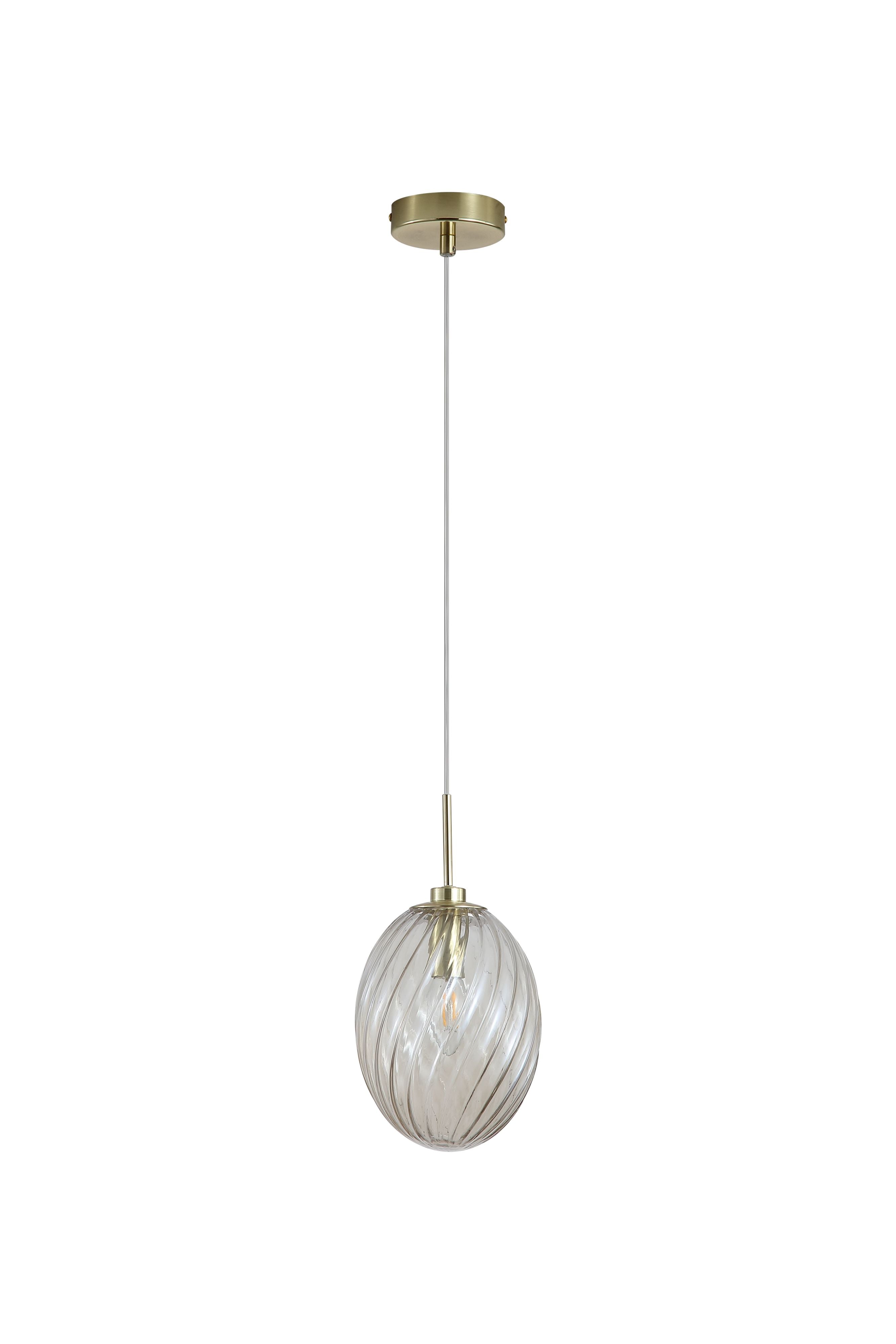 Searchlight Whirl 1 Light Pendant - Satin Brass & Champagne Glass - view 2