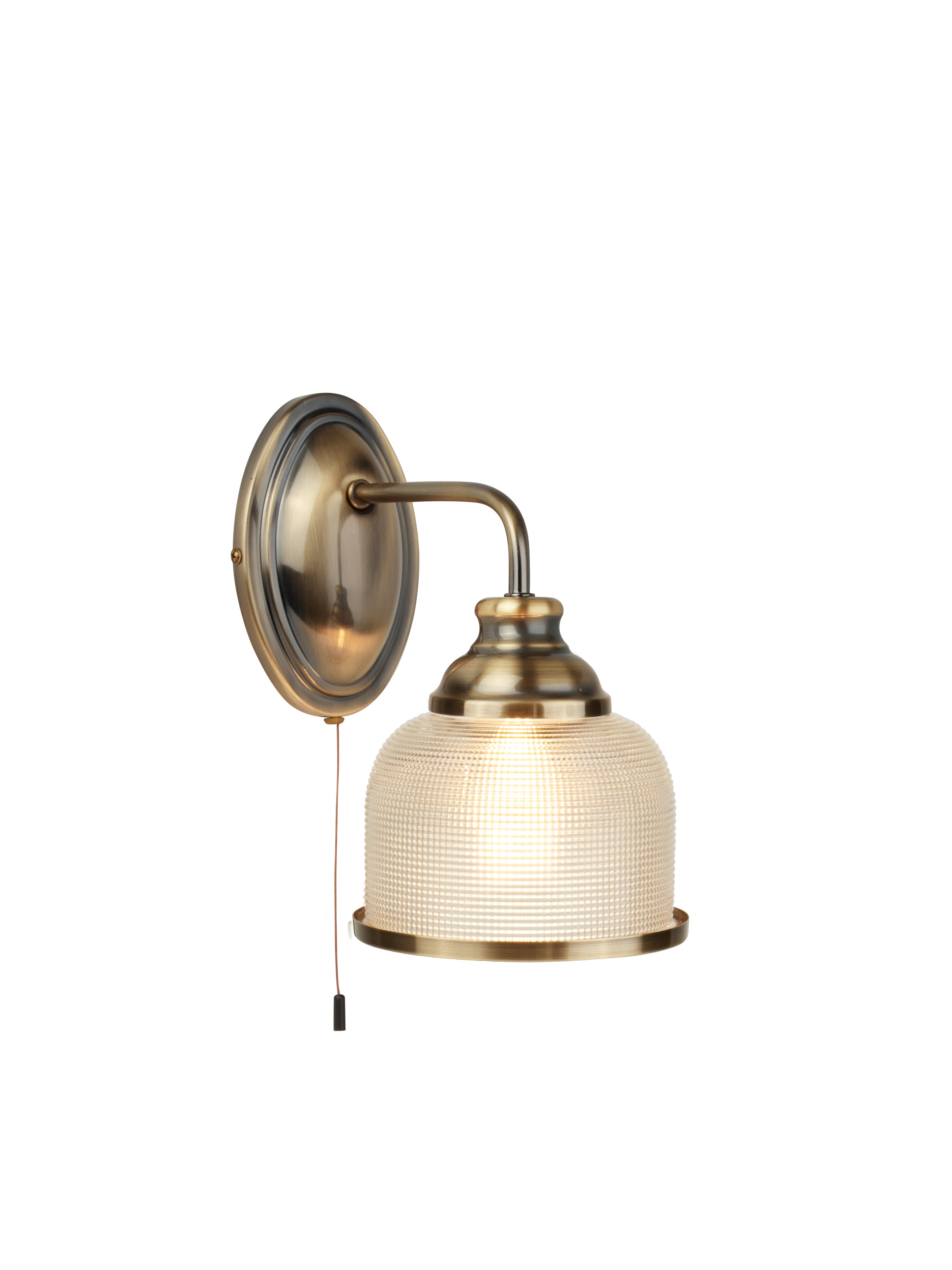 Searchlight Beech II Single Wall Bracket - Antique Brass & Holophane Glass